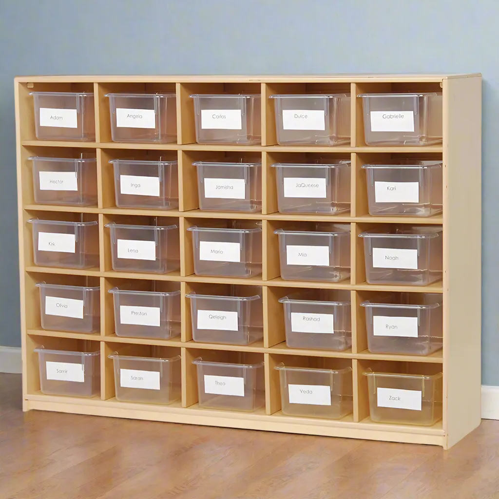 25-Cubbie Birch Storage Unit | Classroom Tote Organizer