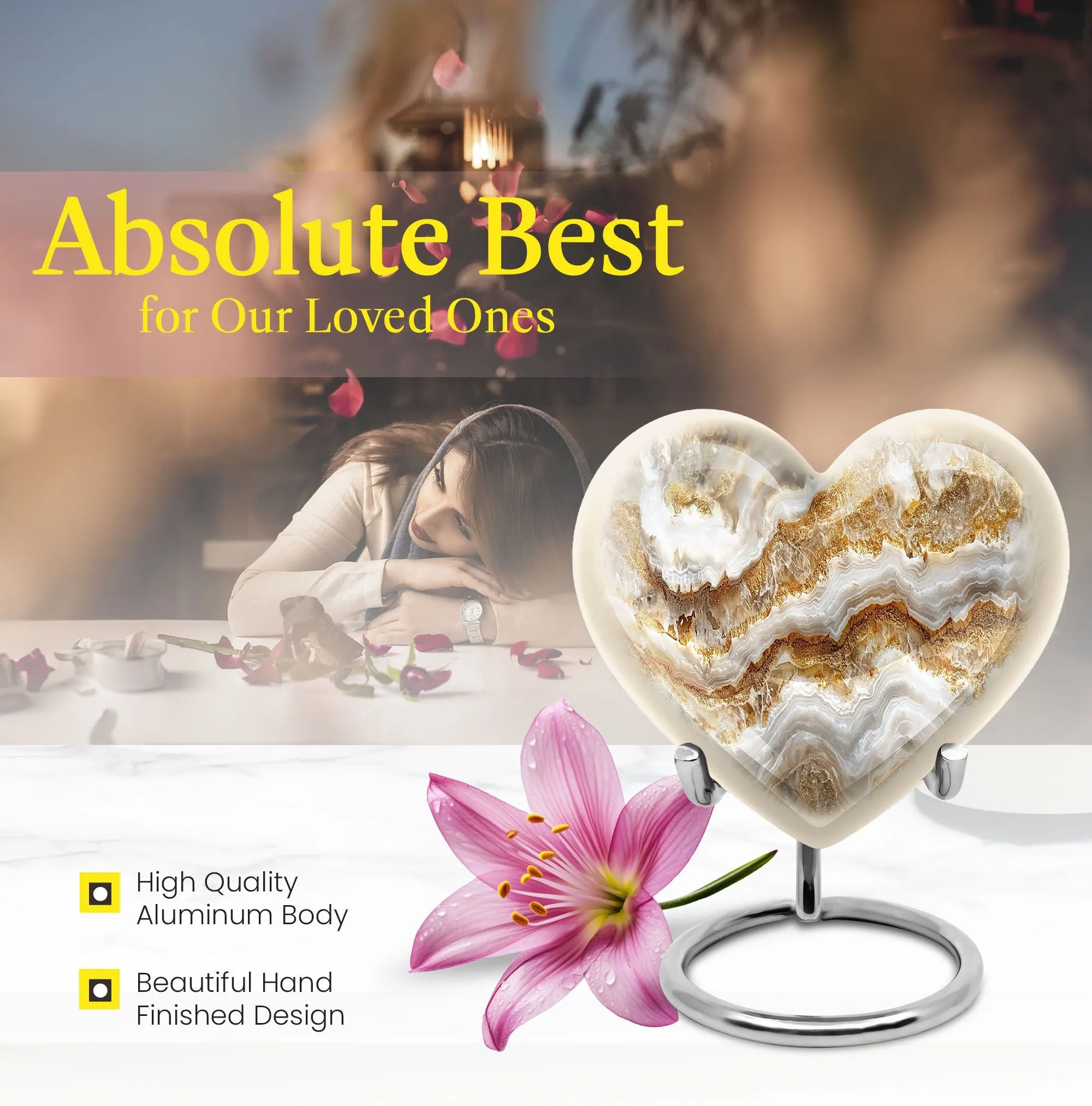 Abstract Expression Heart Urn for Cremation Remains