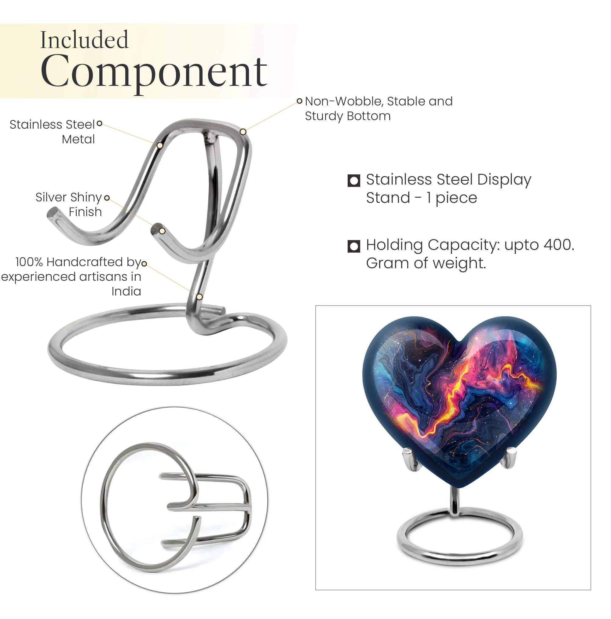 Abstract Urn: Heart Shaped Large Memorial Urn for Remembrance
