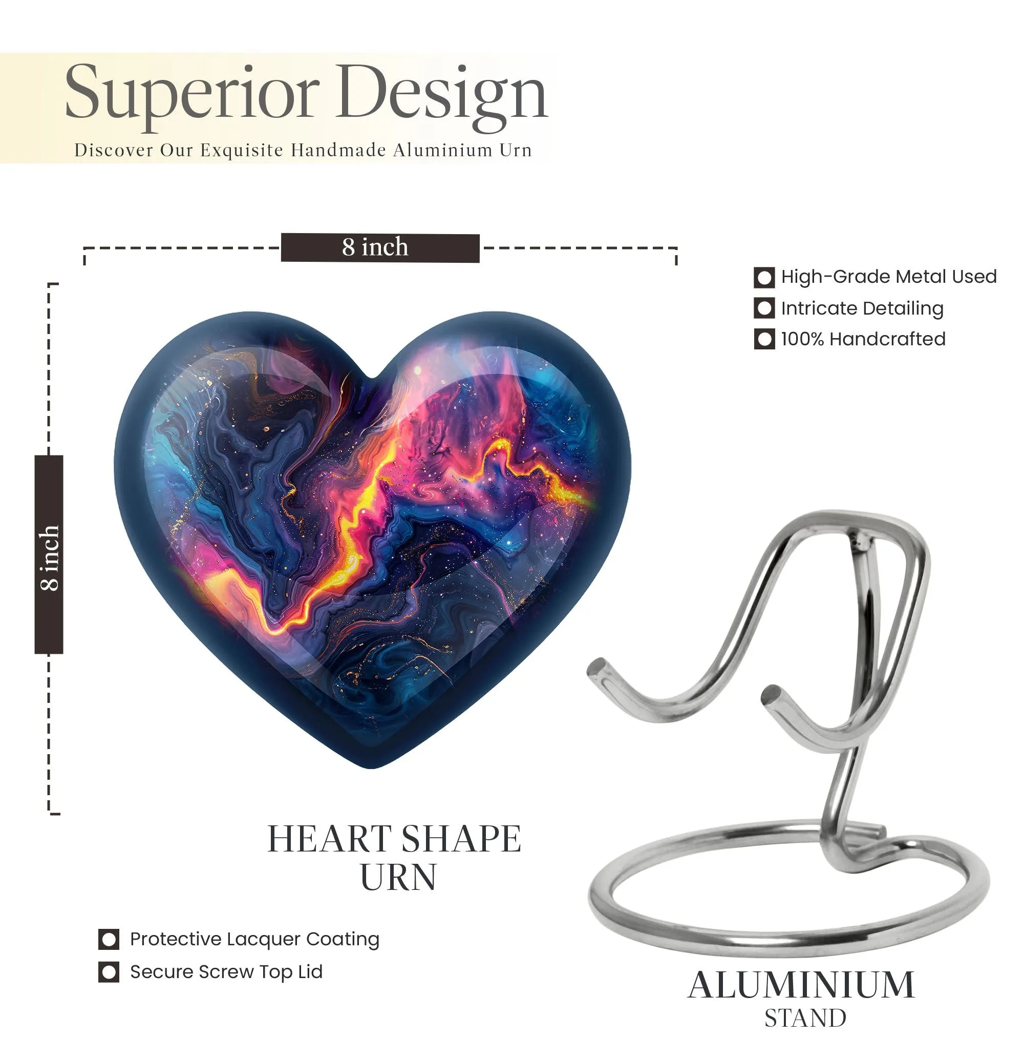 Abstract Urn: Heart Shaped Large Memorial Urn for Remembrance
