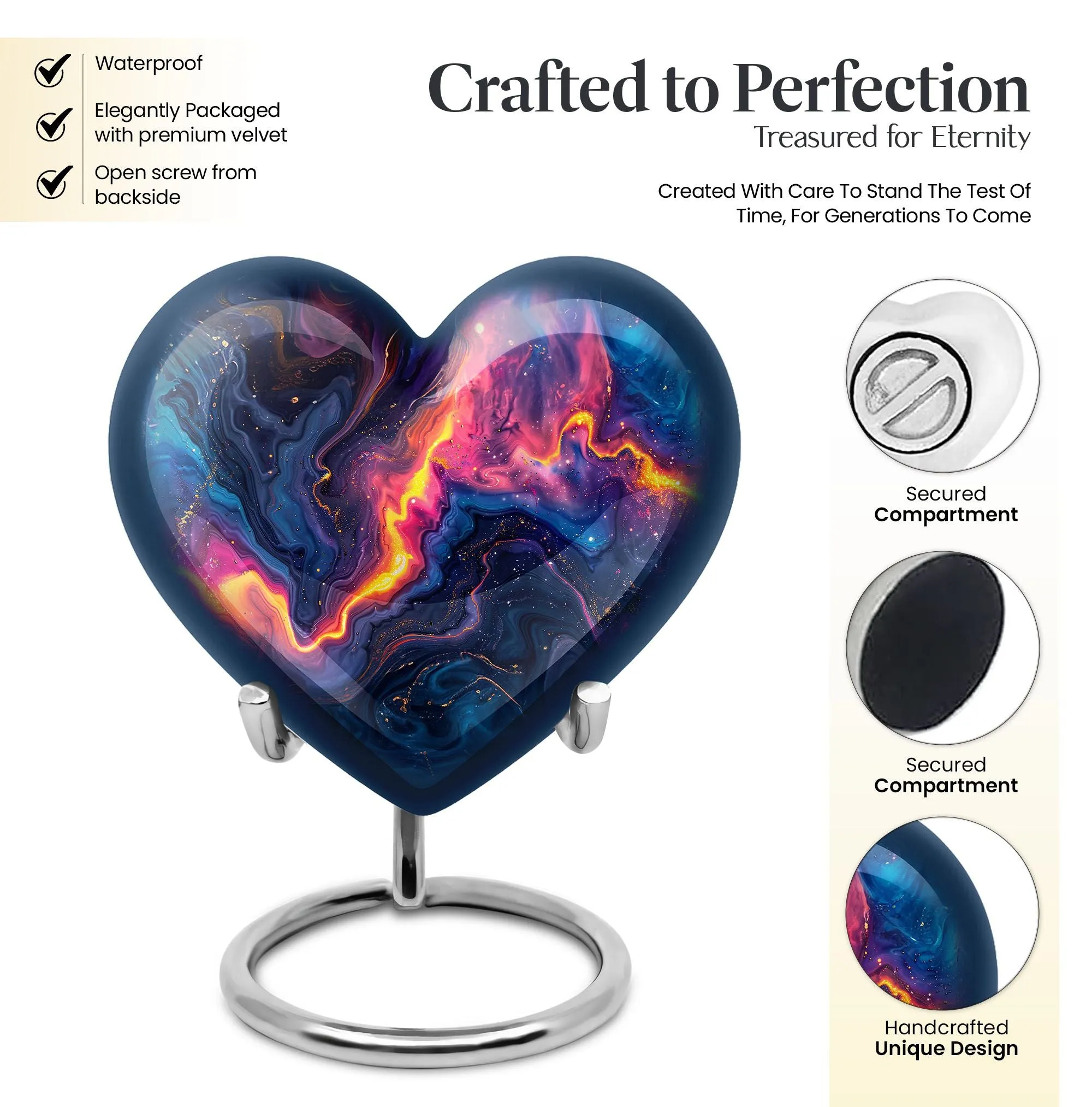 Abstract Urn: Heart Shaped Large Memorial Urn for Remembrance