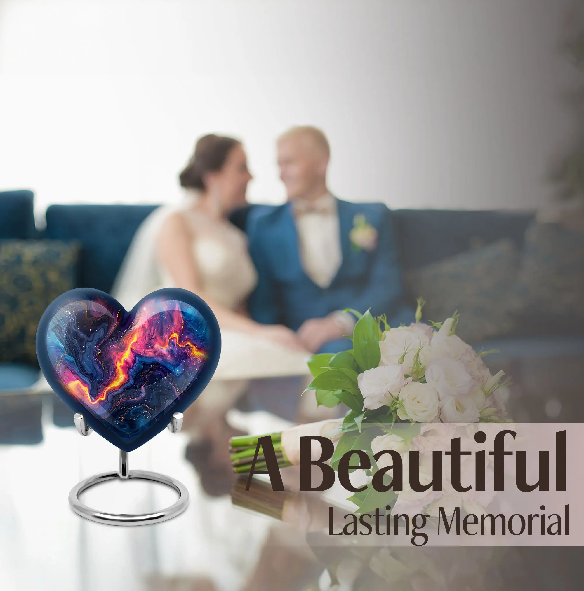 Abstract Urn: Heart Shaped Large Memorial Urn for Remembrance