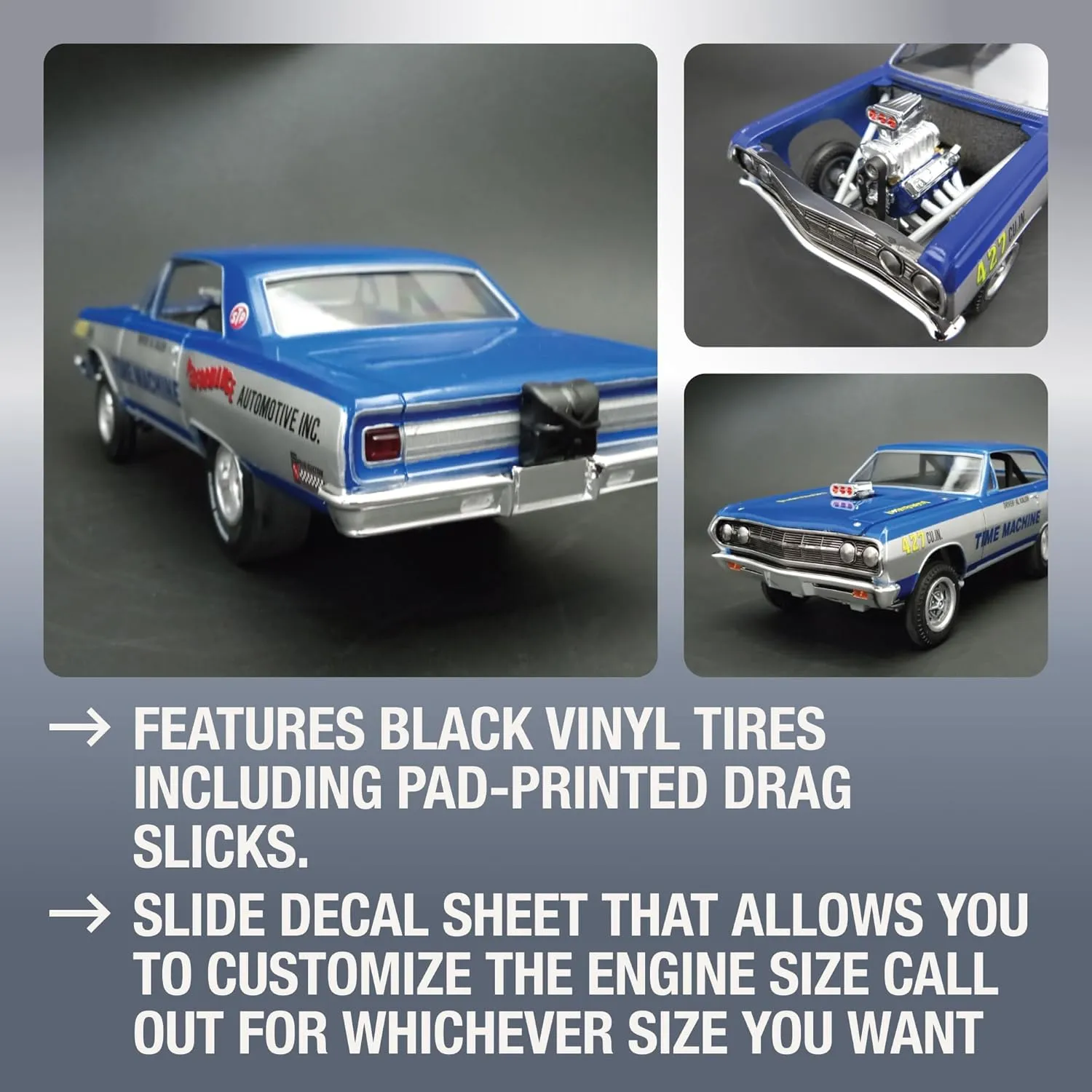 AMT AMT1302 1965 Chevy Chevelle AWB Time Machine 1:25 Scale Model Kit