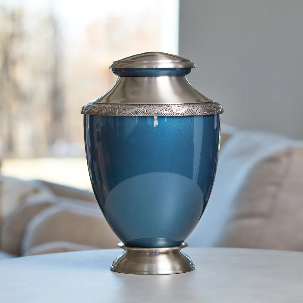 Artisan Indigo Cremation Urn In Large