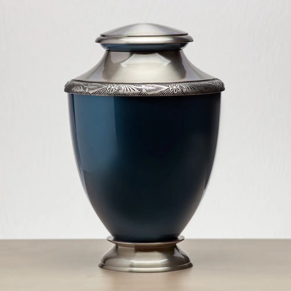 Artisan Indigo Cremation Urn In Large