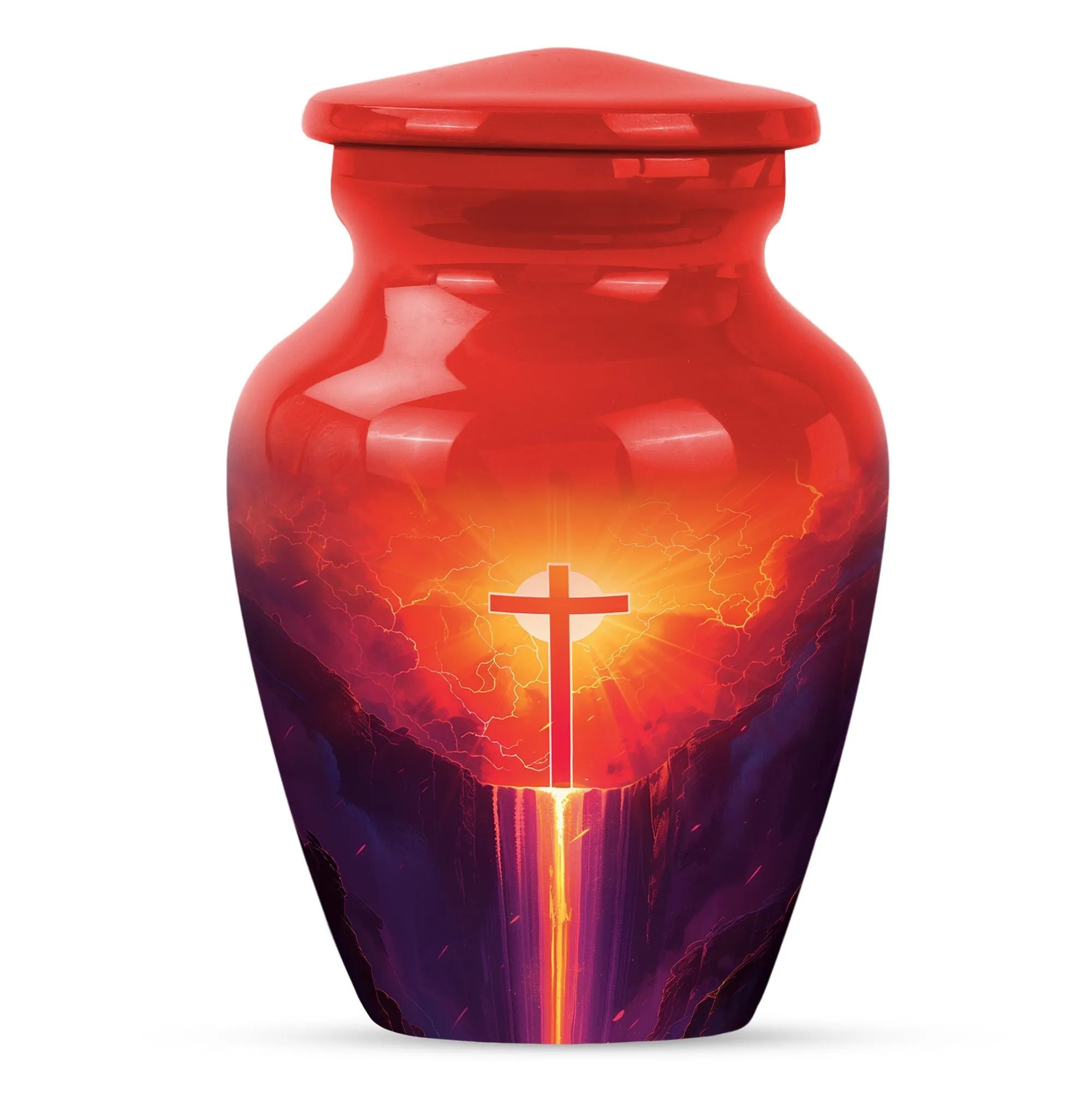 Aurora Borealis Cross Memorial Cremation Urn for Human Ashes