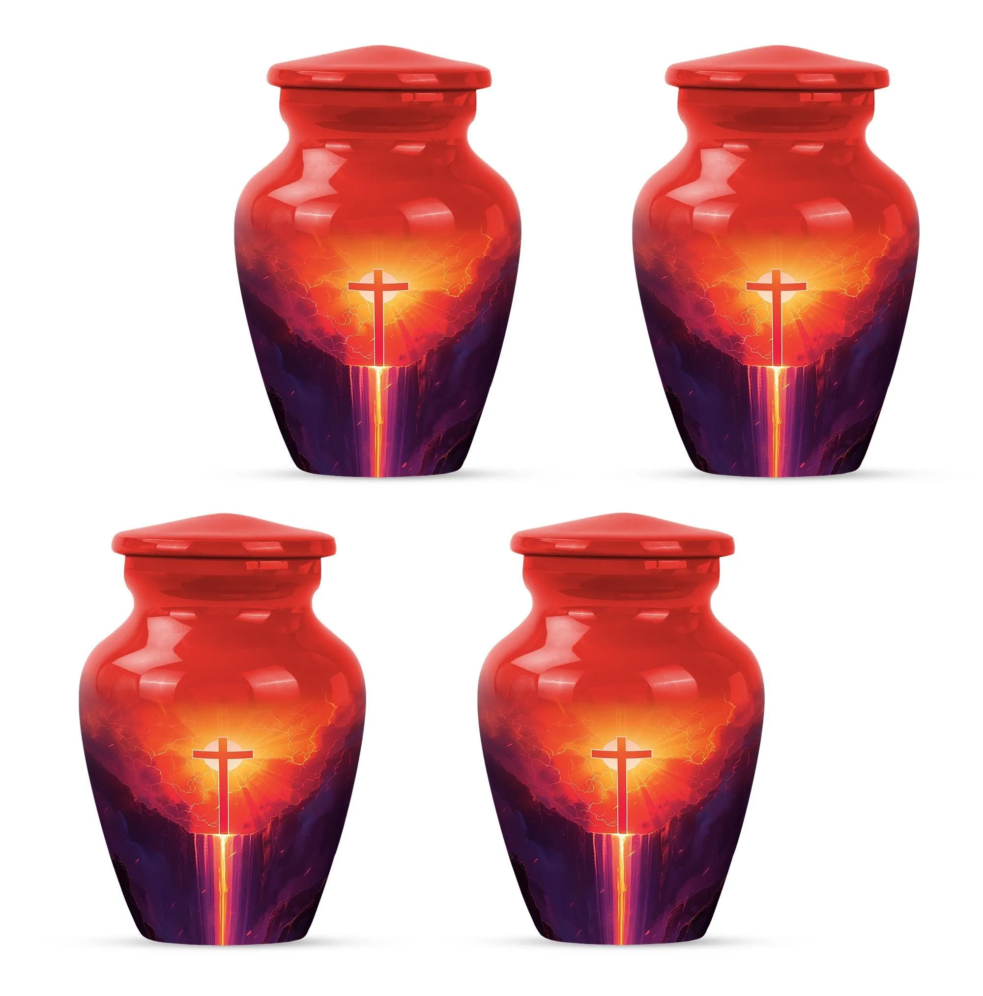 Aurora Borealis Cross Memorial Cremation Urn for Human Ashes