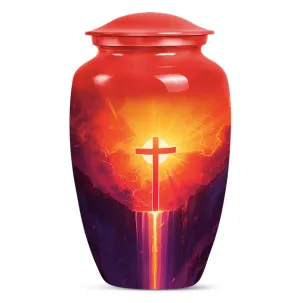Aurora Borealis Cross Memorial Cremation Urn for Human Ashes