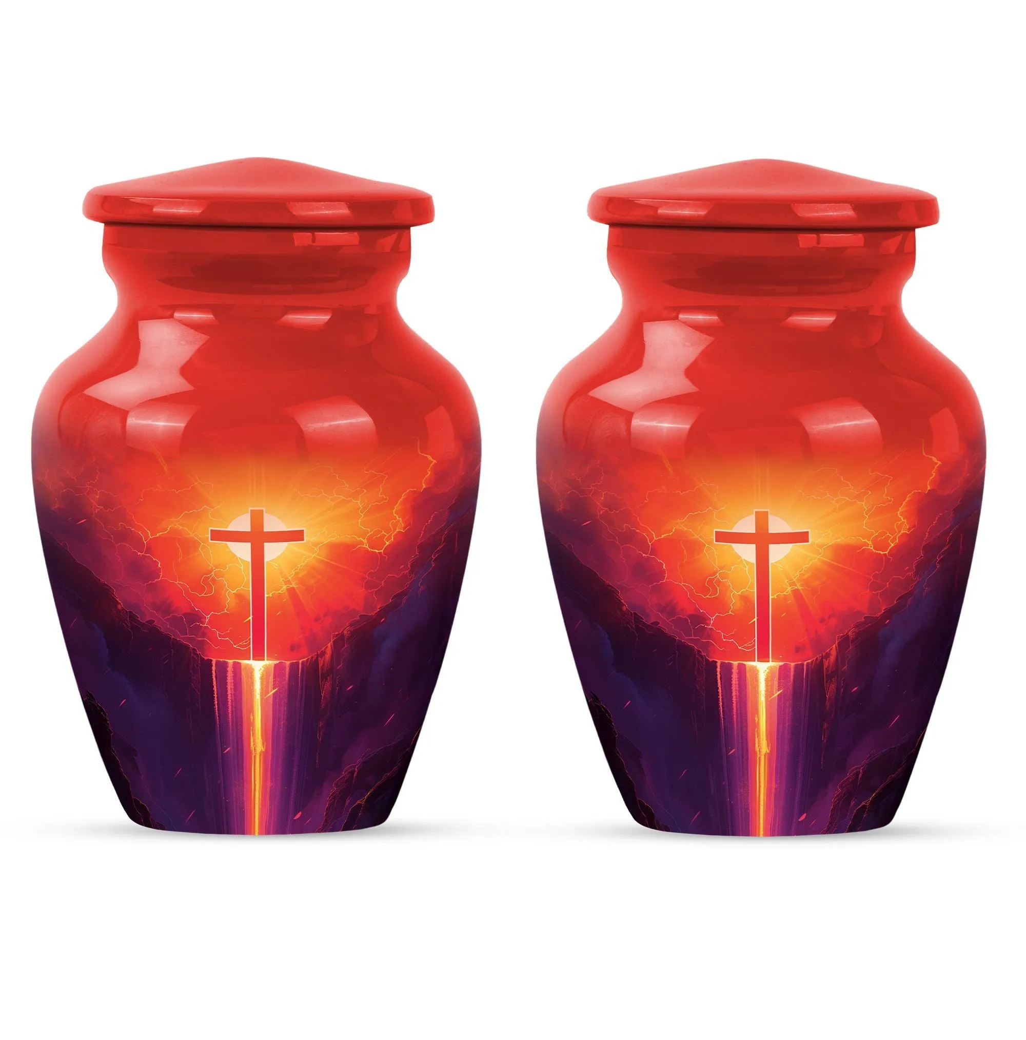 Aurora Borealis Cross Memorial Cremation Urn for Human Ashes