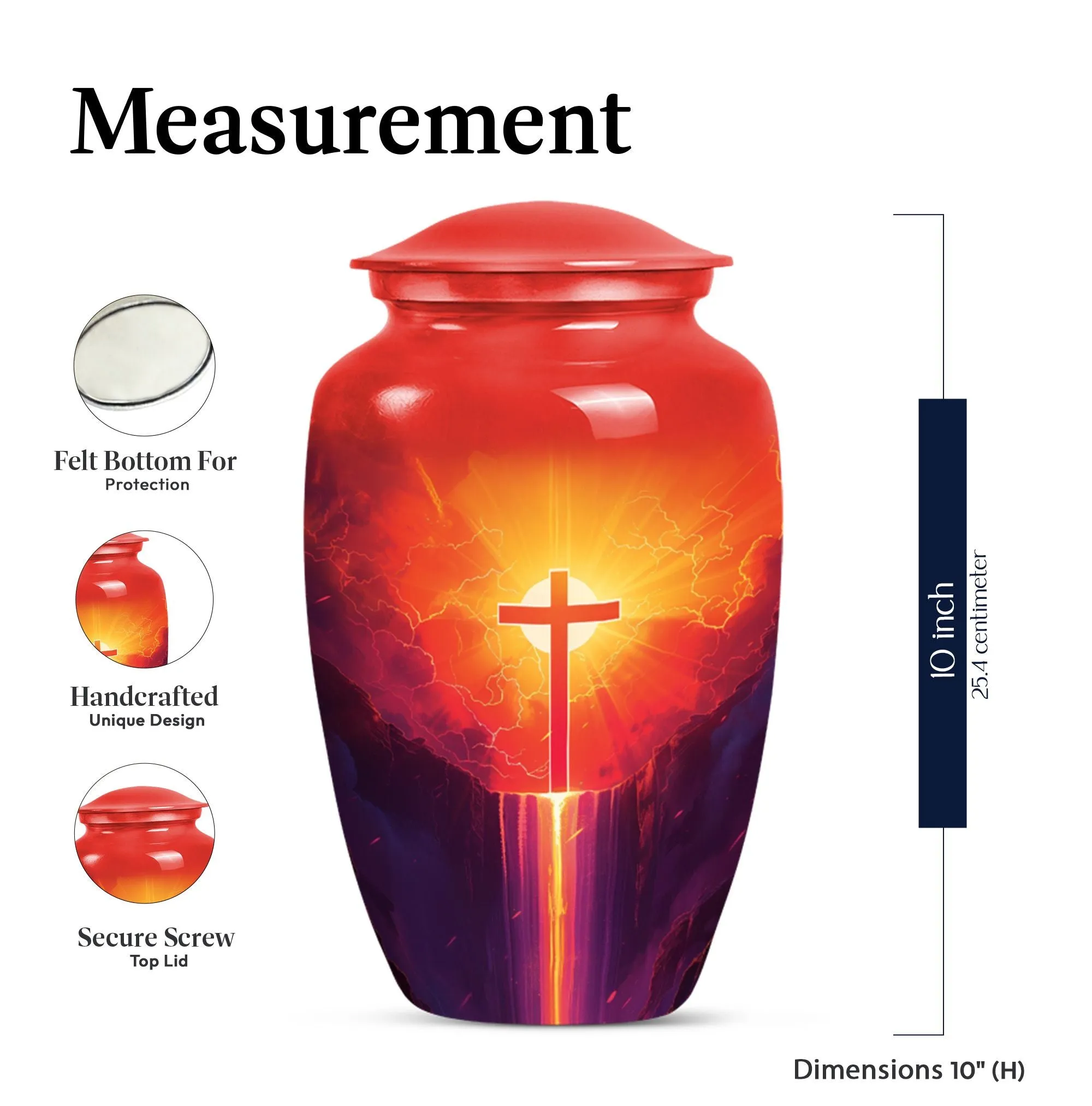 Aurora Borealis Cross Memorial Cremation Urn for Human Ashes