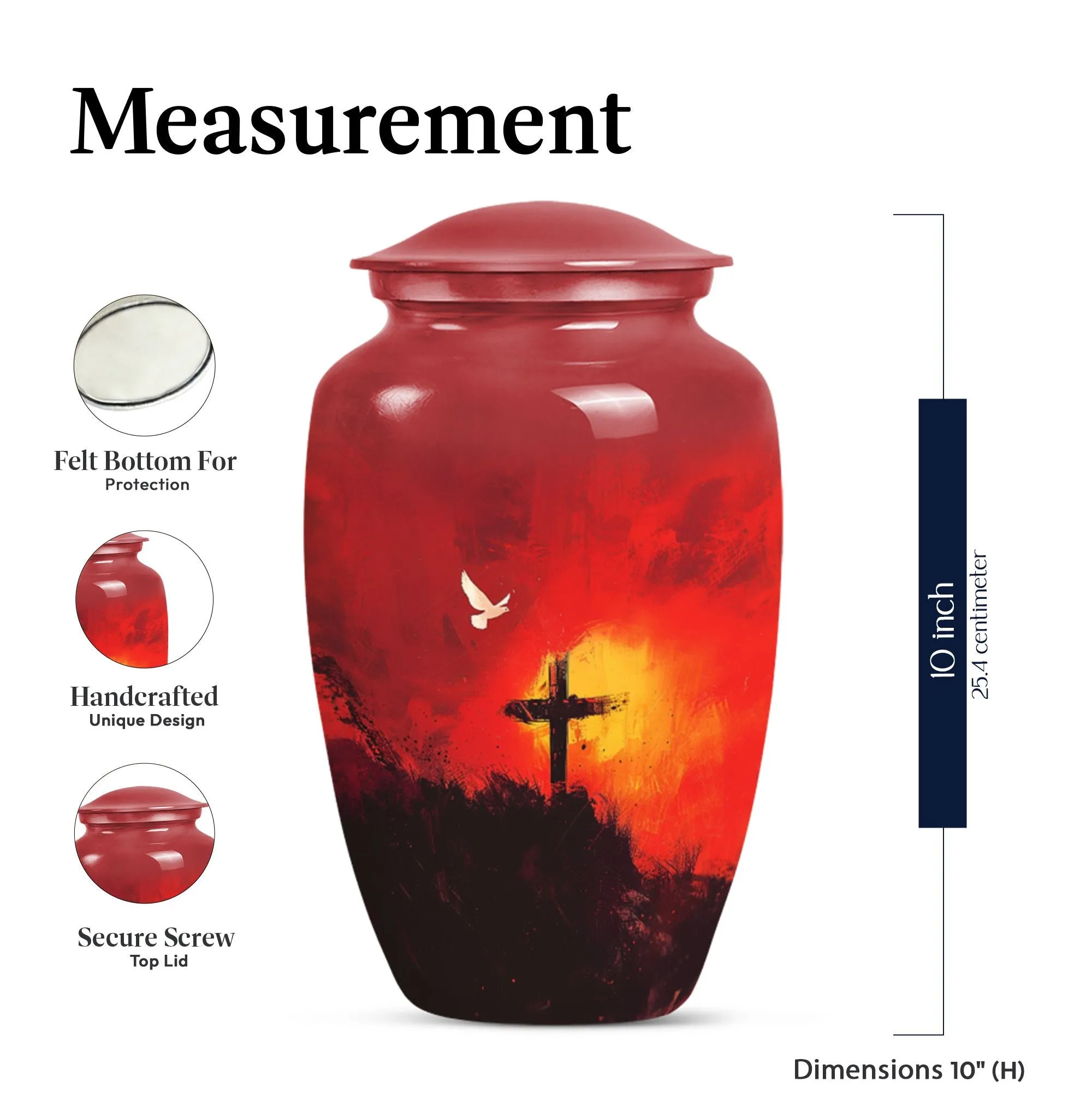 Aurora Borealis Cross Urn - Timeless Aluminium Cremation Keepsake