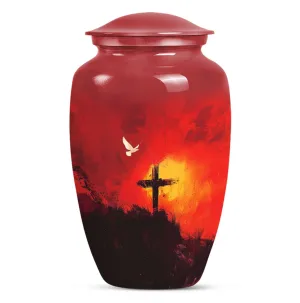 Aurora Borealis Cross Urn - Timeless Aluminium Cremation Keepsake