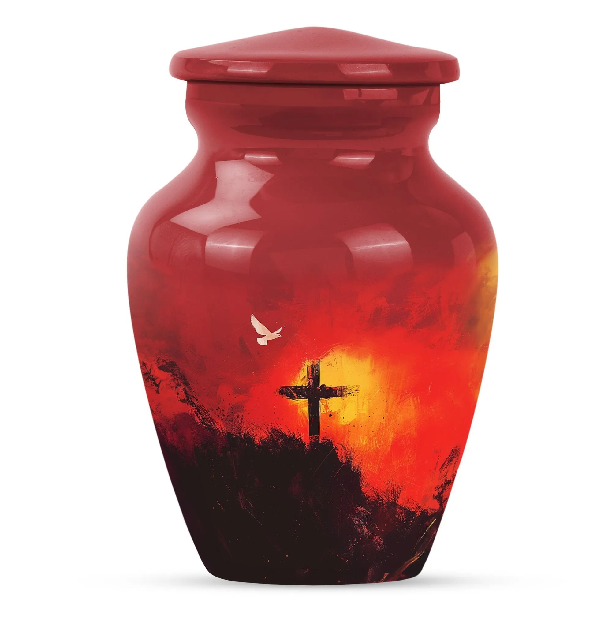 Aurora Borealis Cross Urn - Timeless Aluminium Cremation Keepsake