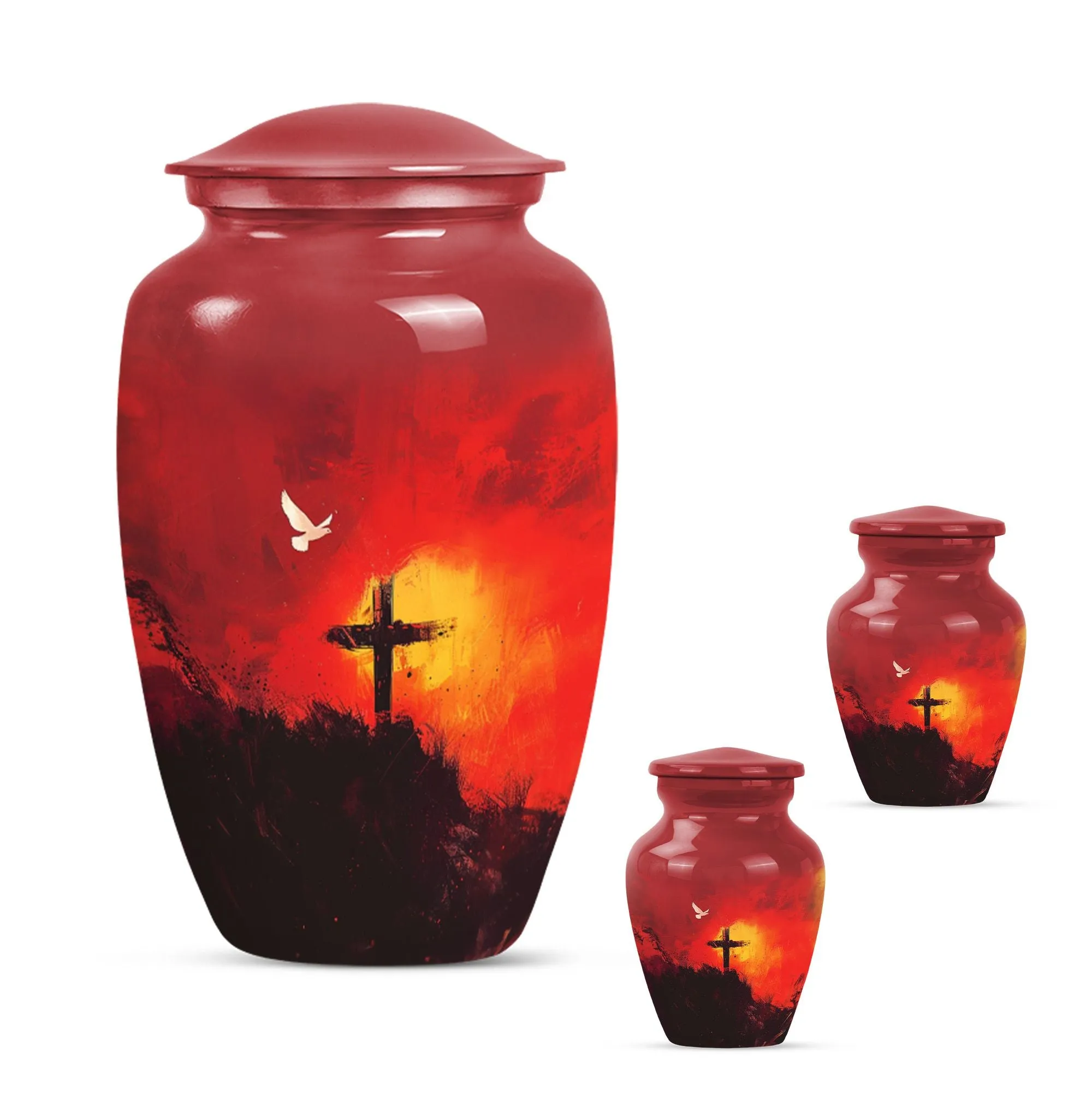 Aurora Borealis Cross Urn - Timeless Aluminium Cremation Keepsake