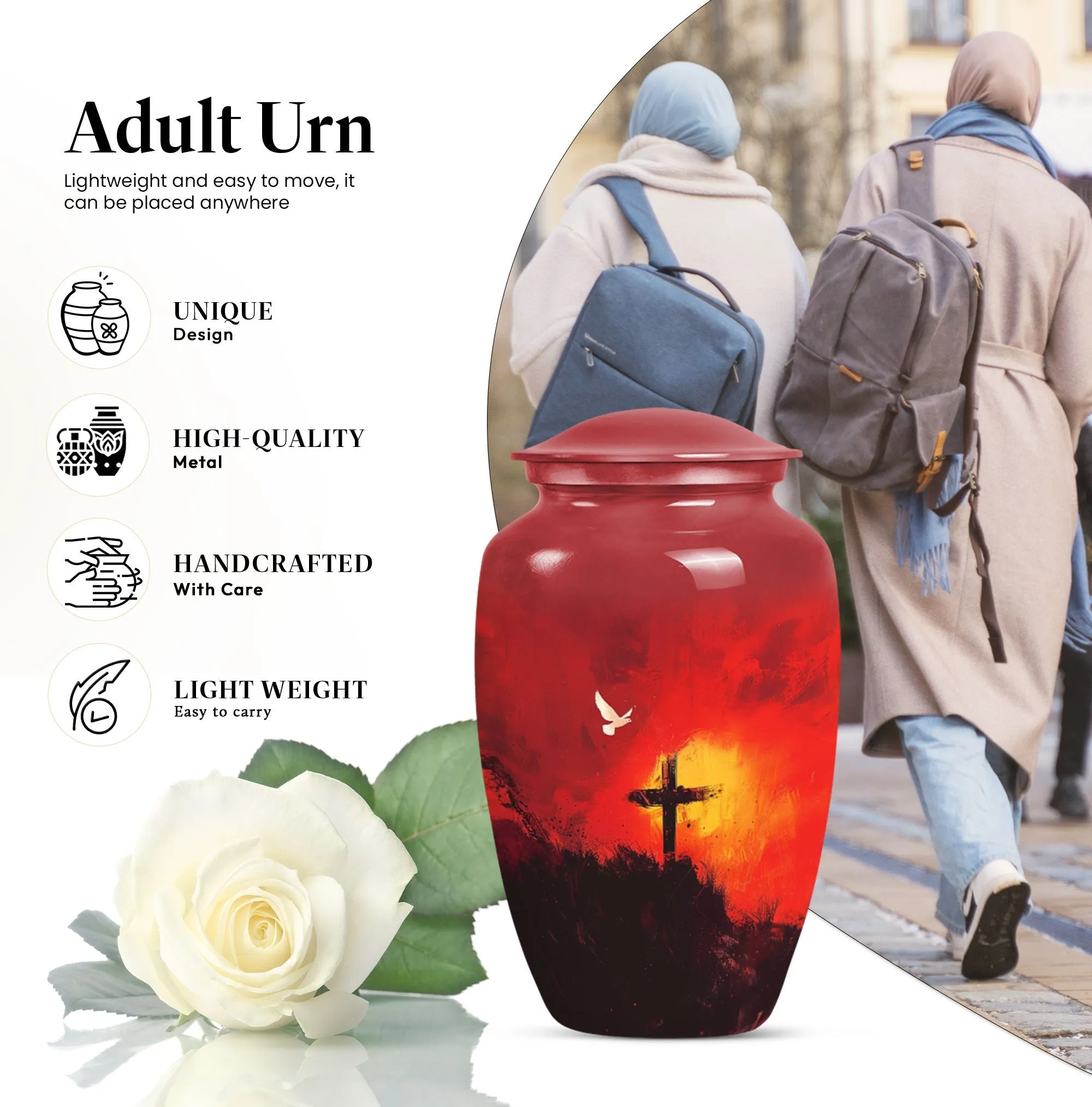 Aurora Borealis Cross Urn - Timeless Aluminium Cremation Keepsake