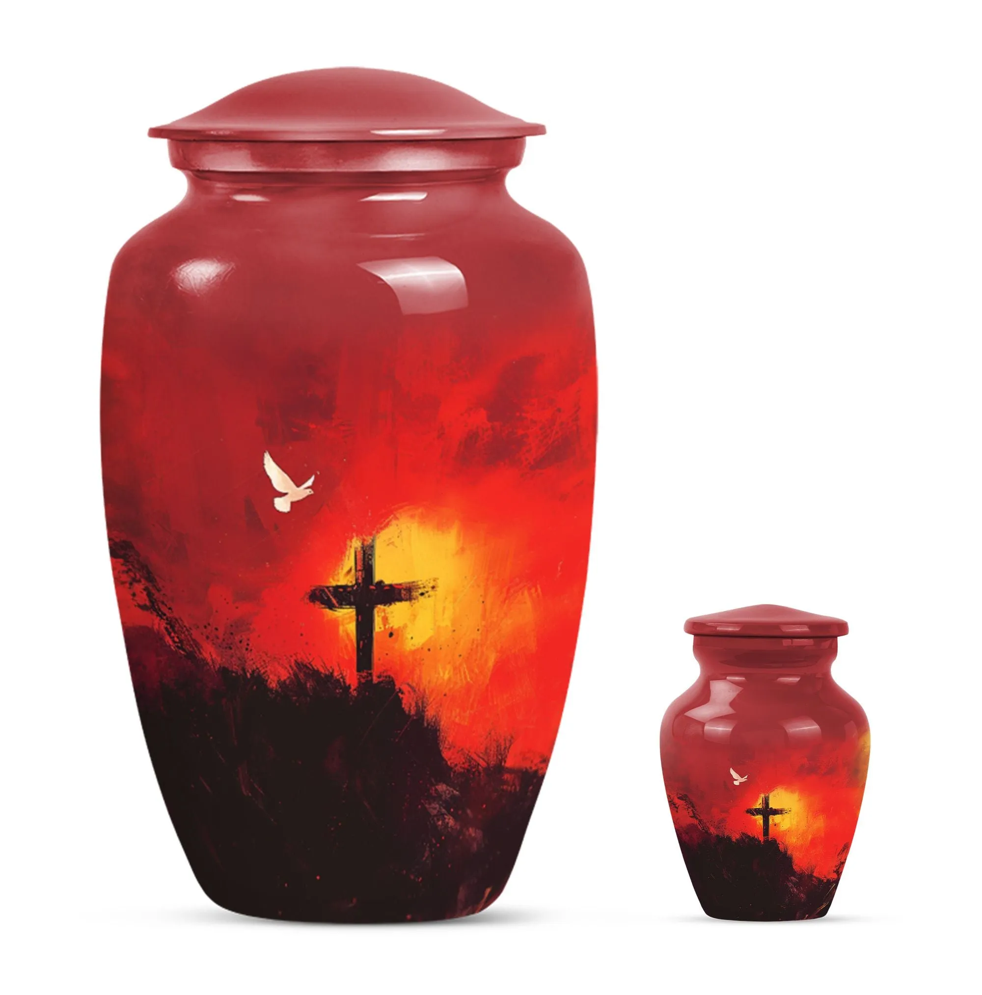 Aurora Borealis Cross Urn - Timeless Aluminium Cremation Keepsake