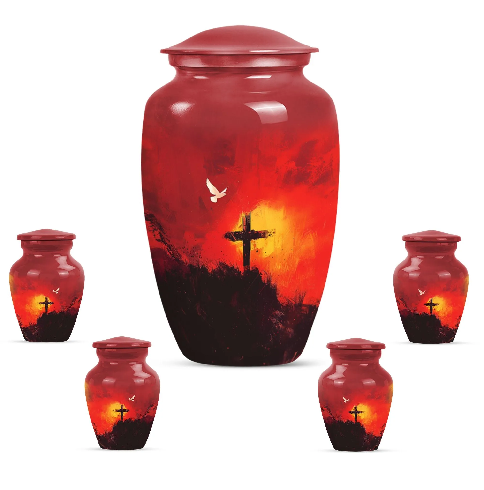 Aurora Borealis Cross Urn - Timeless Aluminium Cremation Keepsake