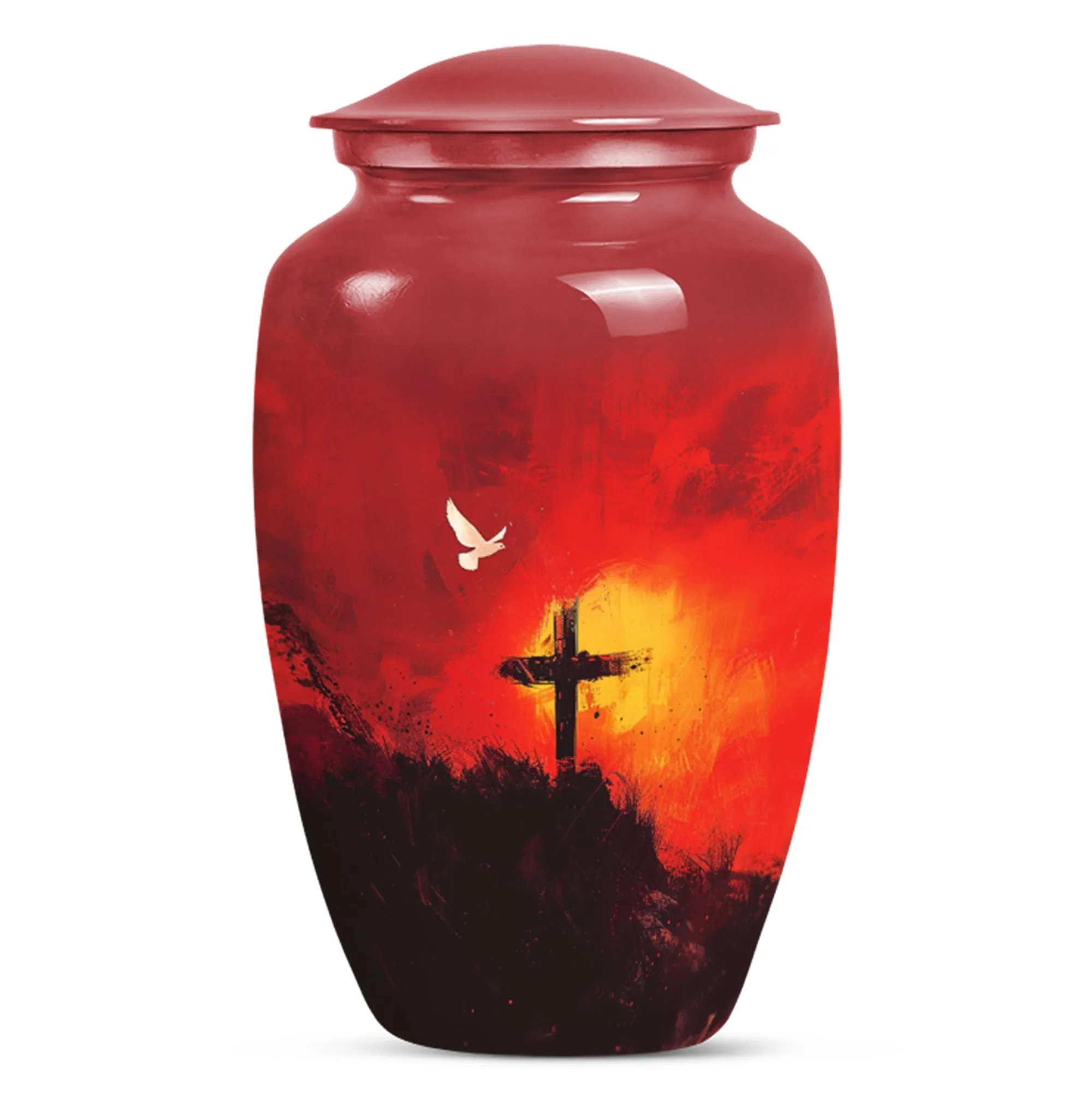 Aurora Borealis Cross Urn - Timeless Aluminium Cremation Keepsake