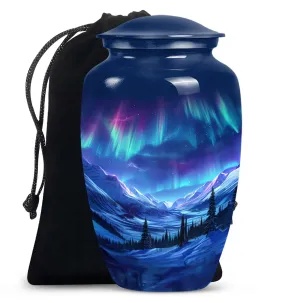Aurora Borealis Soothing Memorial - Medium Size Human Ash Cremation Urn