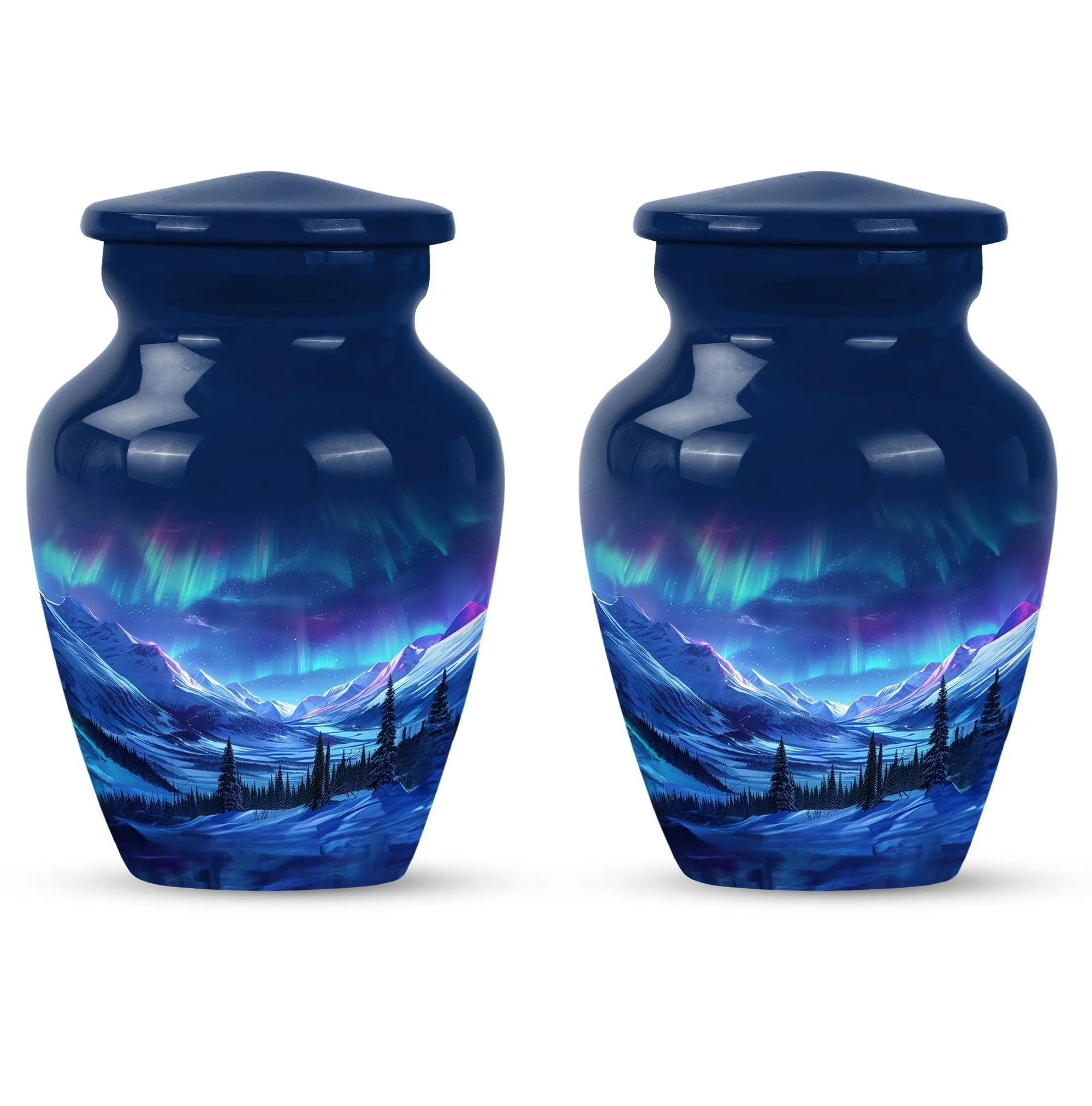 Aurora Borealis Soothing Memorial - Medium Size Human Ash Cremation Urn