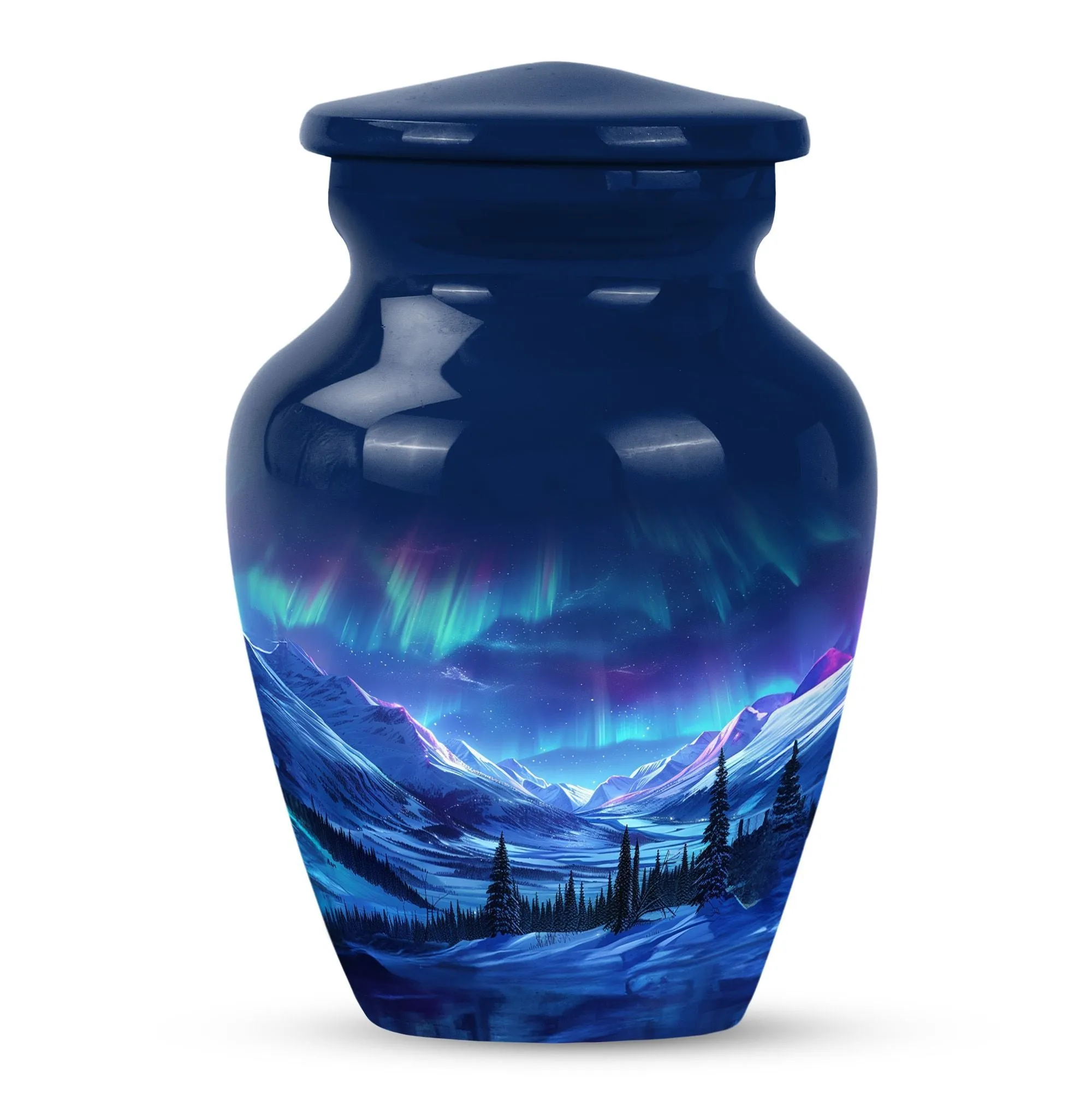 Aurora Borealis Soothing Memorial - Medium Size Human Ash Cremation Urn