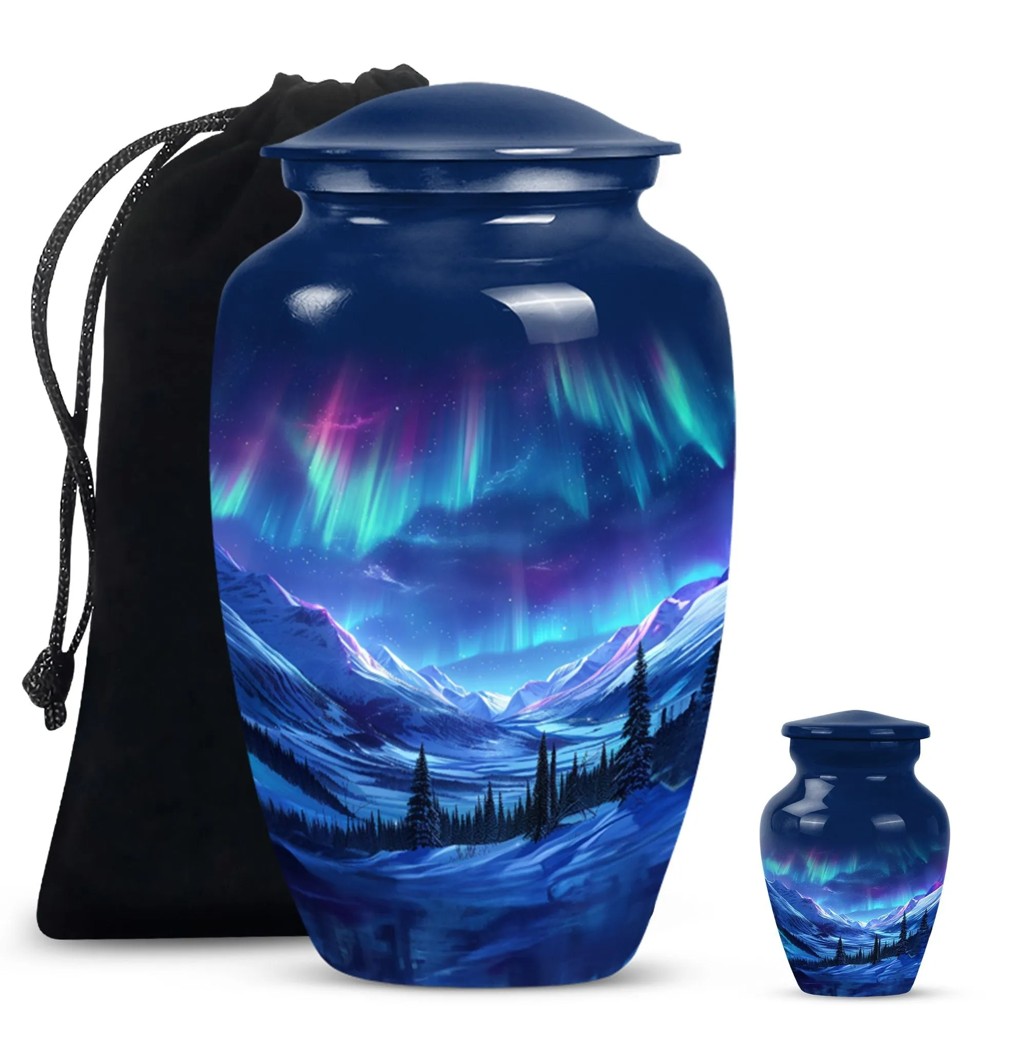Aurora Borealis Soothing Memorial - Medium Size Human Ash Cremation Urn