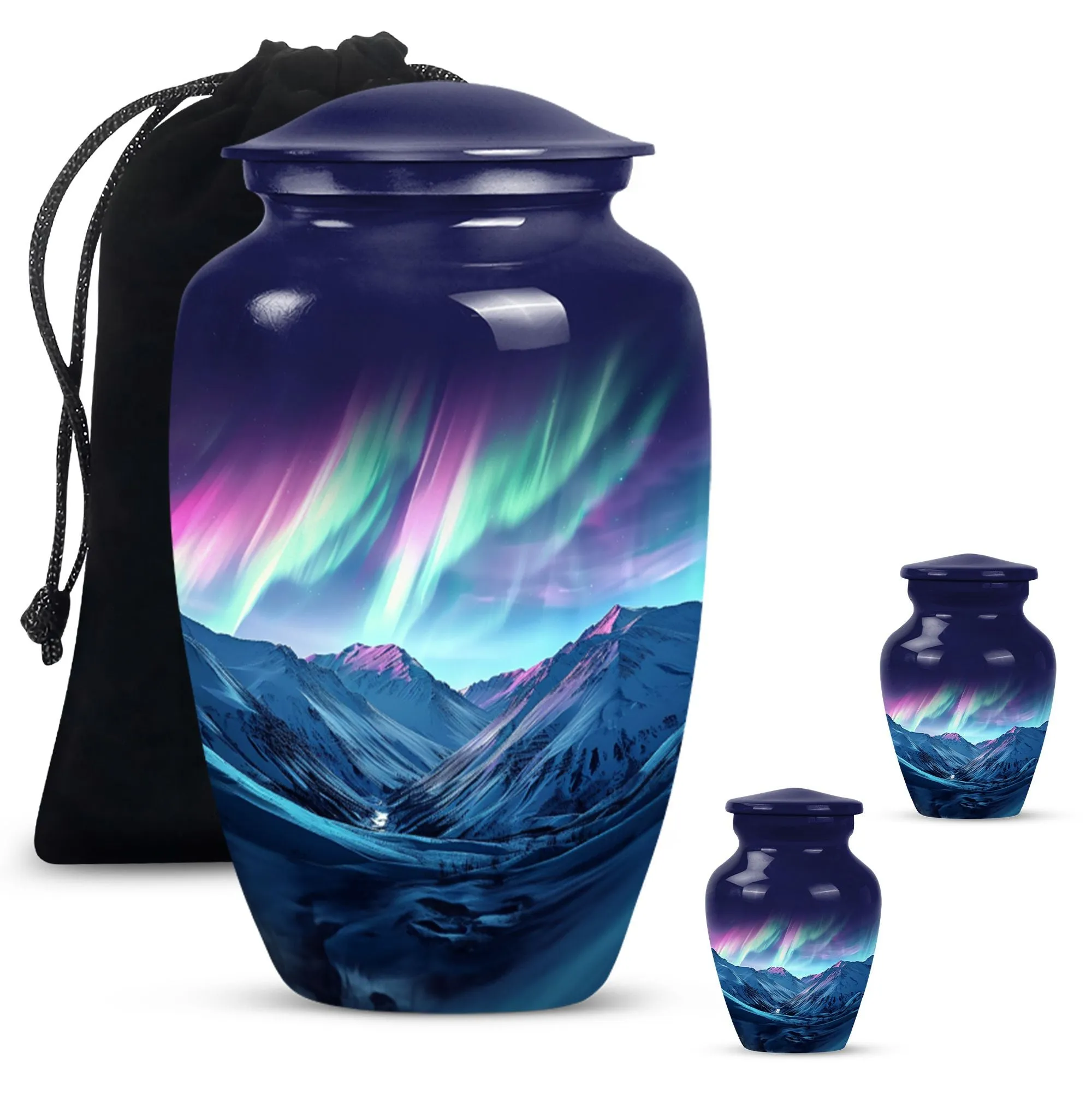 Aurora Borealis Urn: Classic Cremation Memorial Urn for Adults