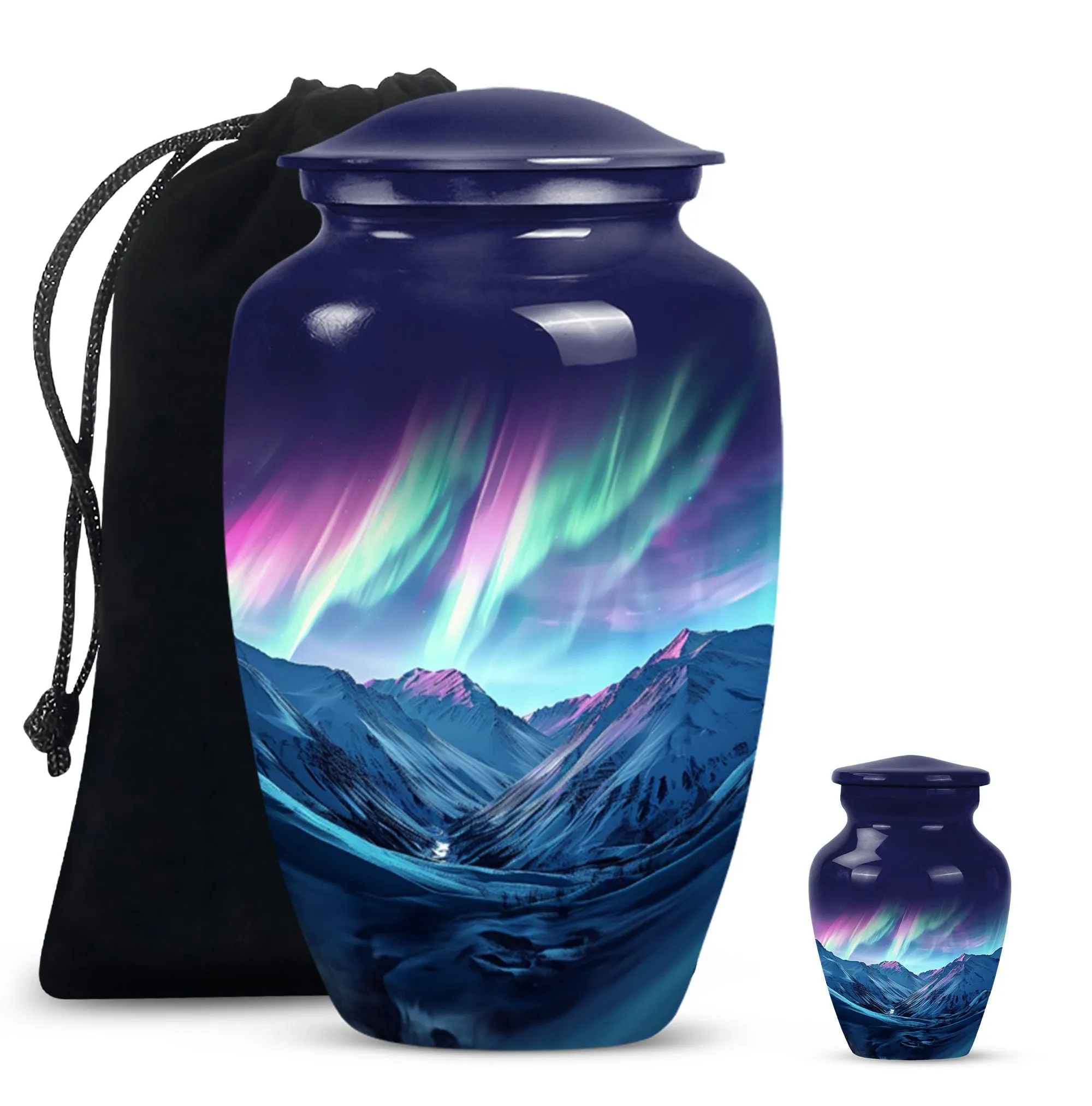 Aurora Borealis Urn: Classic Cremation Memorial Urn for Adults