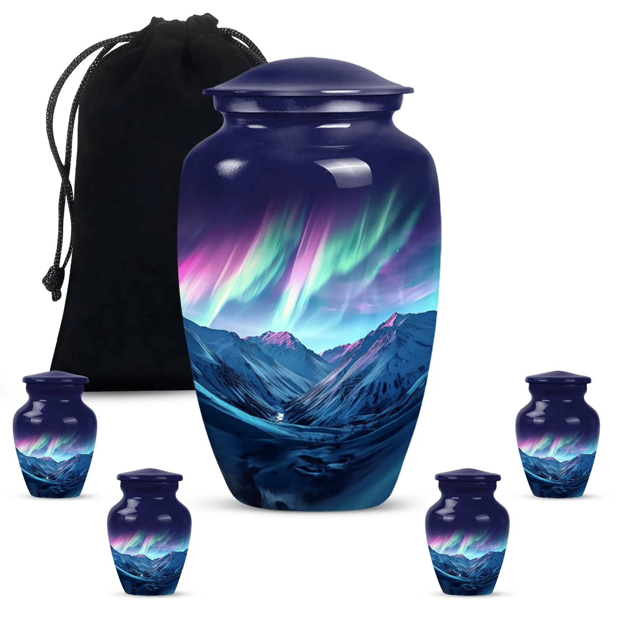 Aurora Borealis Urn: Classic Cremation Memorial Urn for Adults
