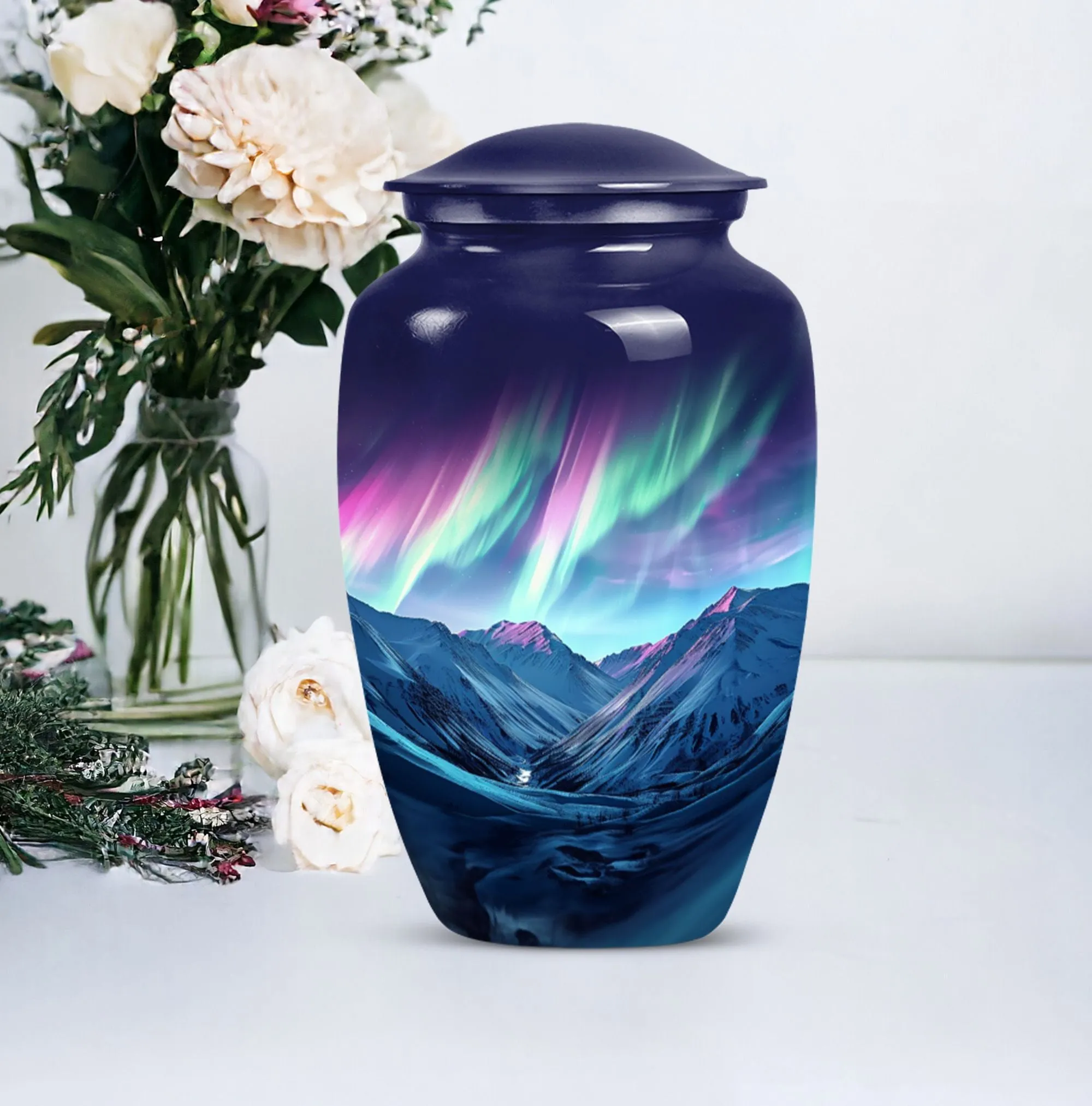 Aurora Borealis Urn: Classic Cremation Memorial Urn for Adults
