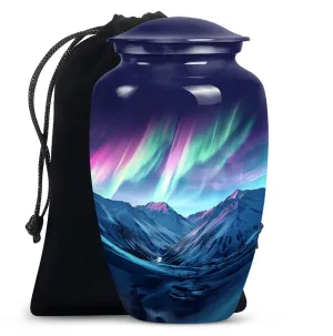 Aurora Borealis Urn: Classic Cremation Memorial Urn for Adults
