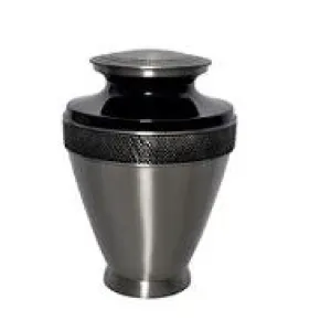 Black & Silver Atlas Brass Cremation Urn for Human Ashes