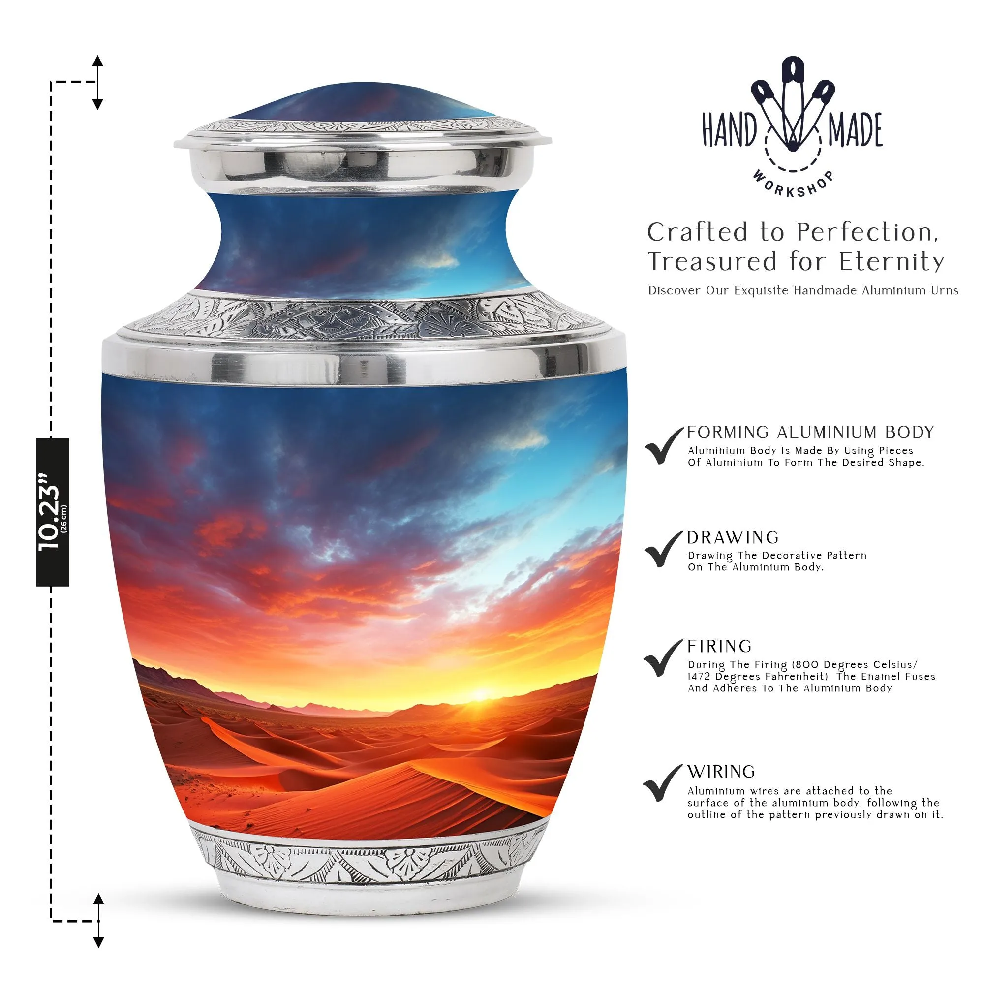 Blue Cremation Urn For Adult Male Dad - Large Desert Sands Urn For Cremation Ashes