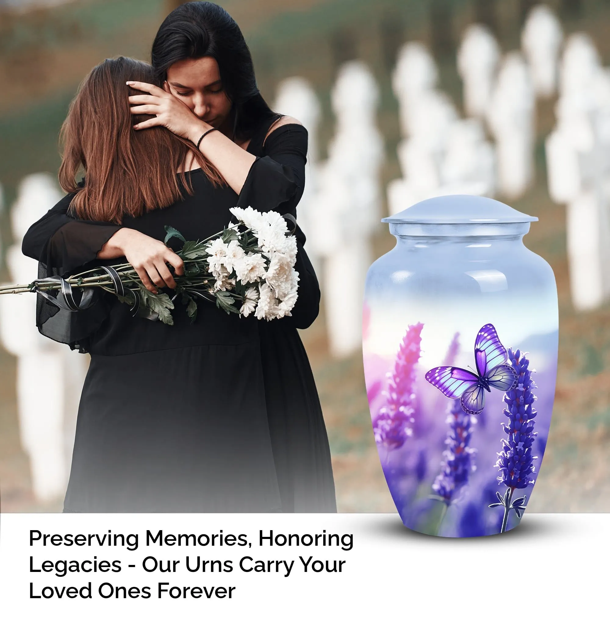 Butterfly Memorial Urn for Mom and Adult Male - Funerary Ashes Urns