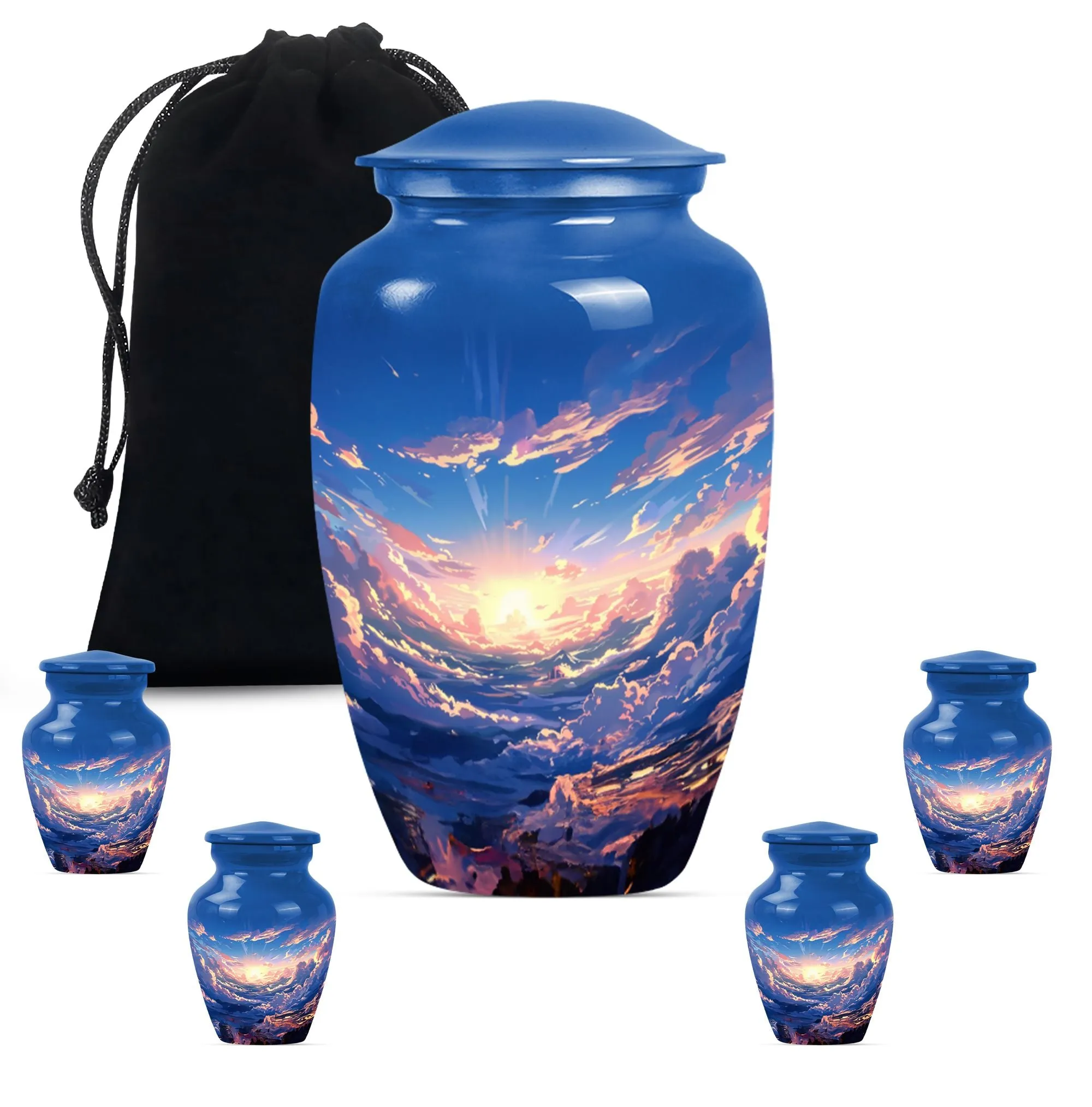 Butterfly Themed Clouds Urn - Classic Large Cremation Vessel