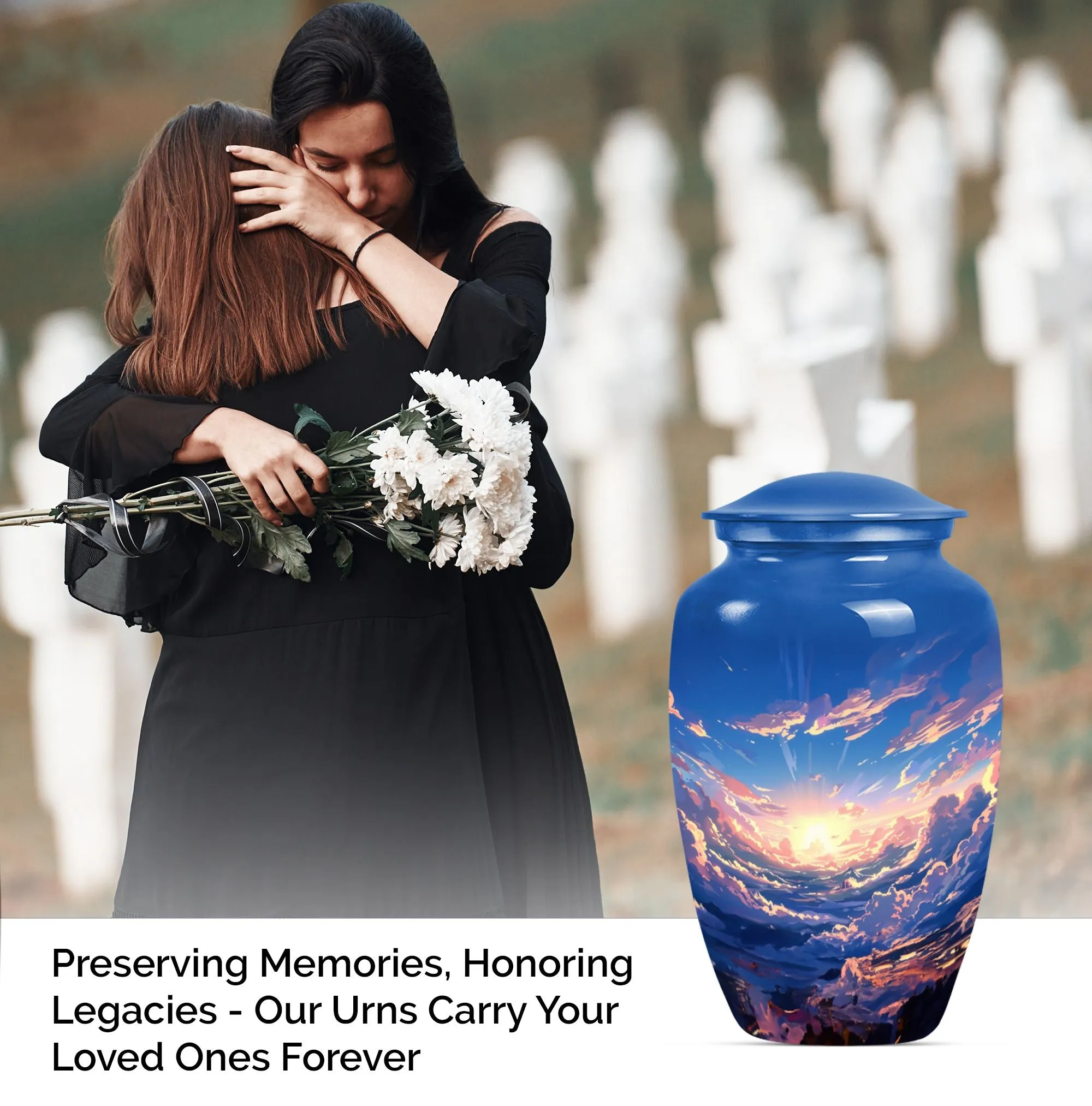 Butterfly Themed Clouds Urn - Classic Large Cremation Vessel