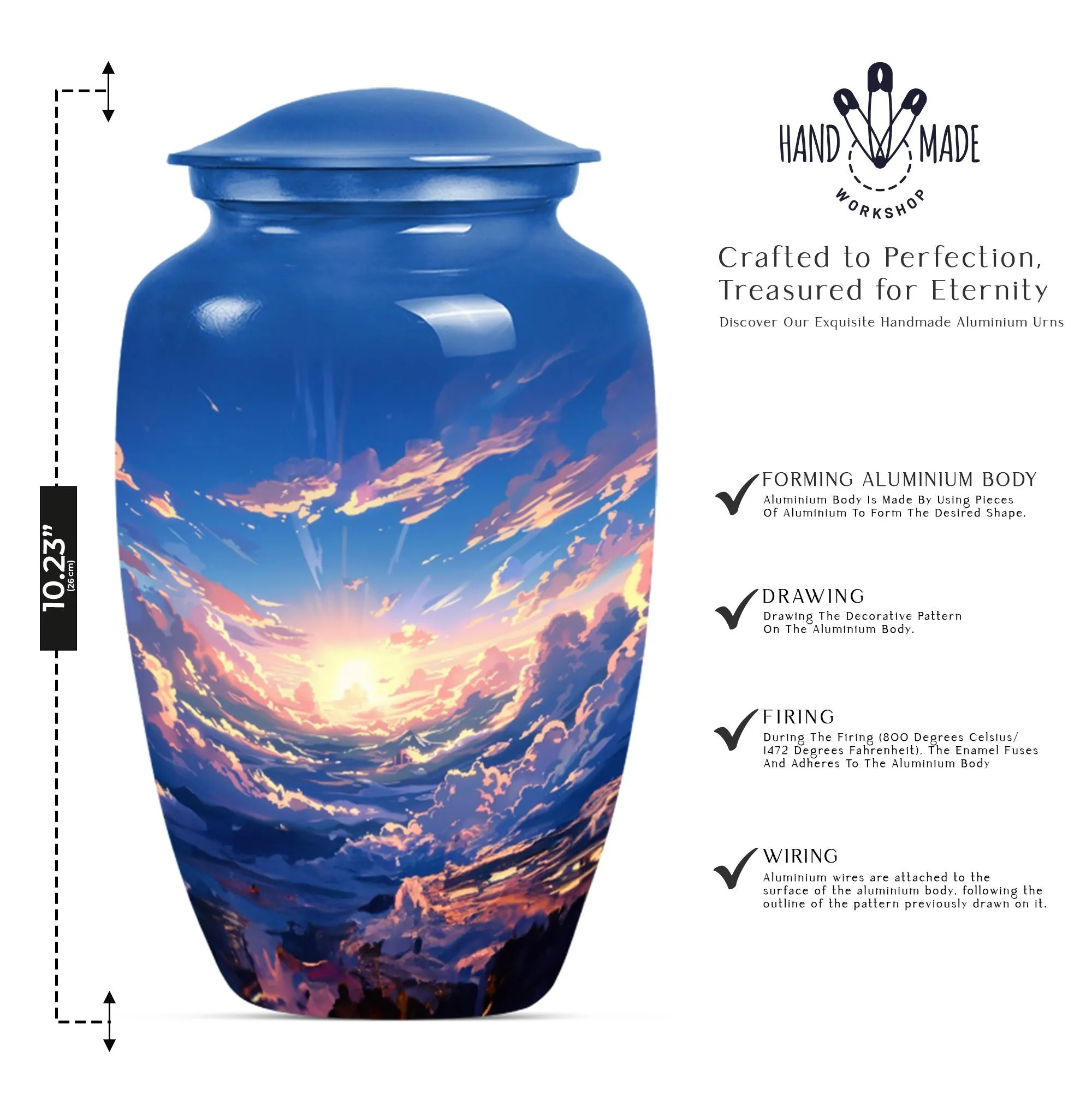 Butterfly Themed Clouds Urn - Classic Large Cremation Vessel