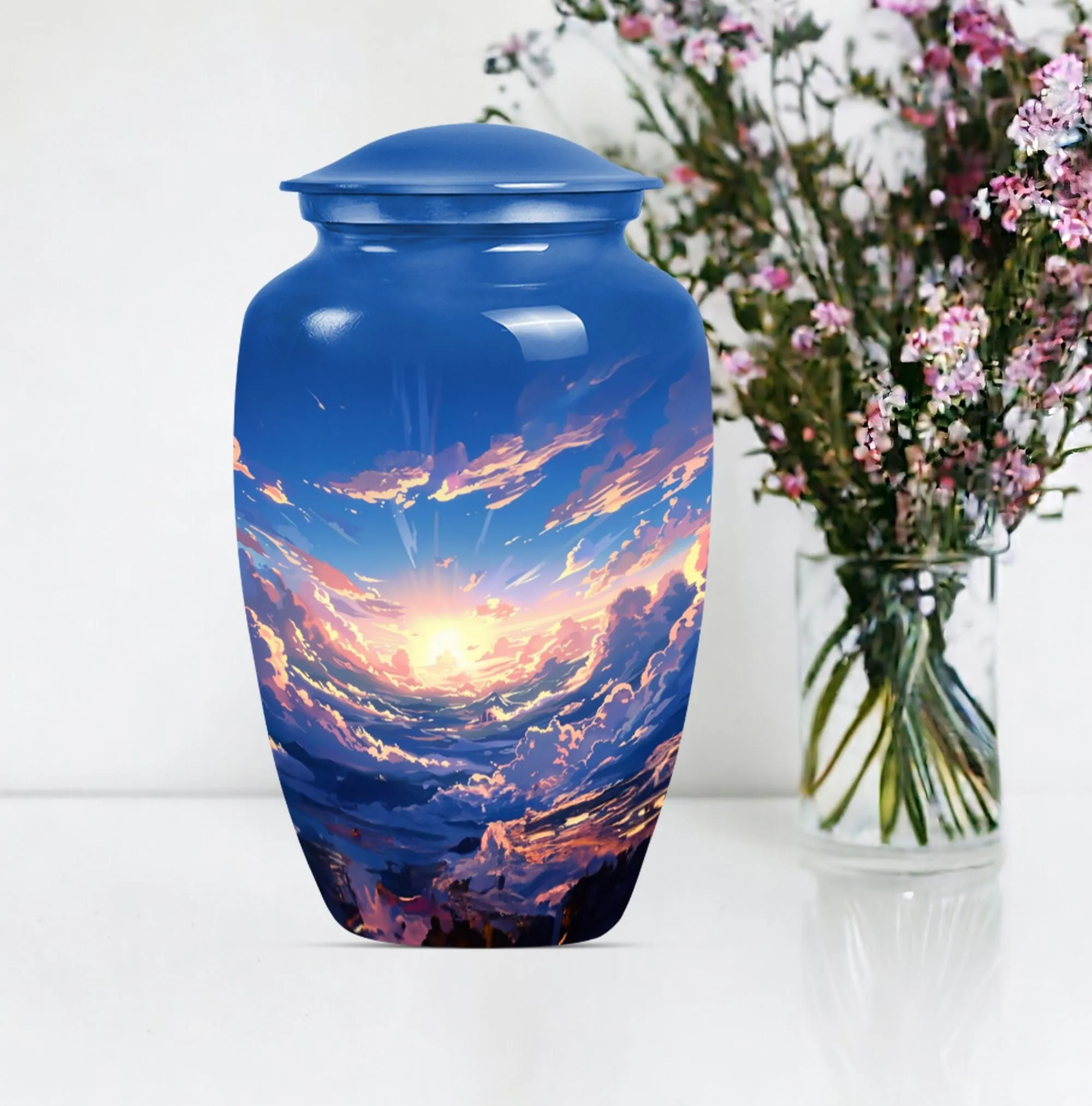 Butterfly Themed Clouds Urn - Classic Large Cremation Vessel