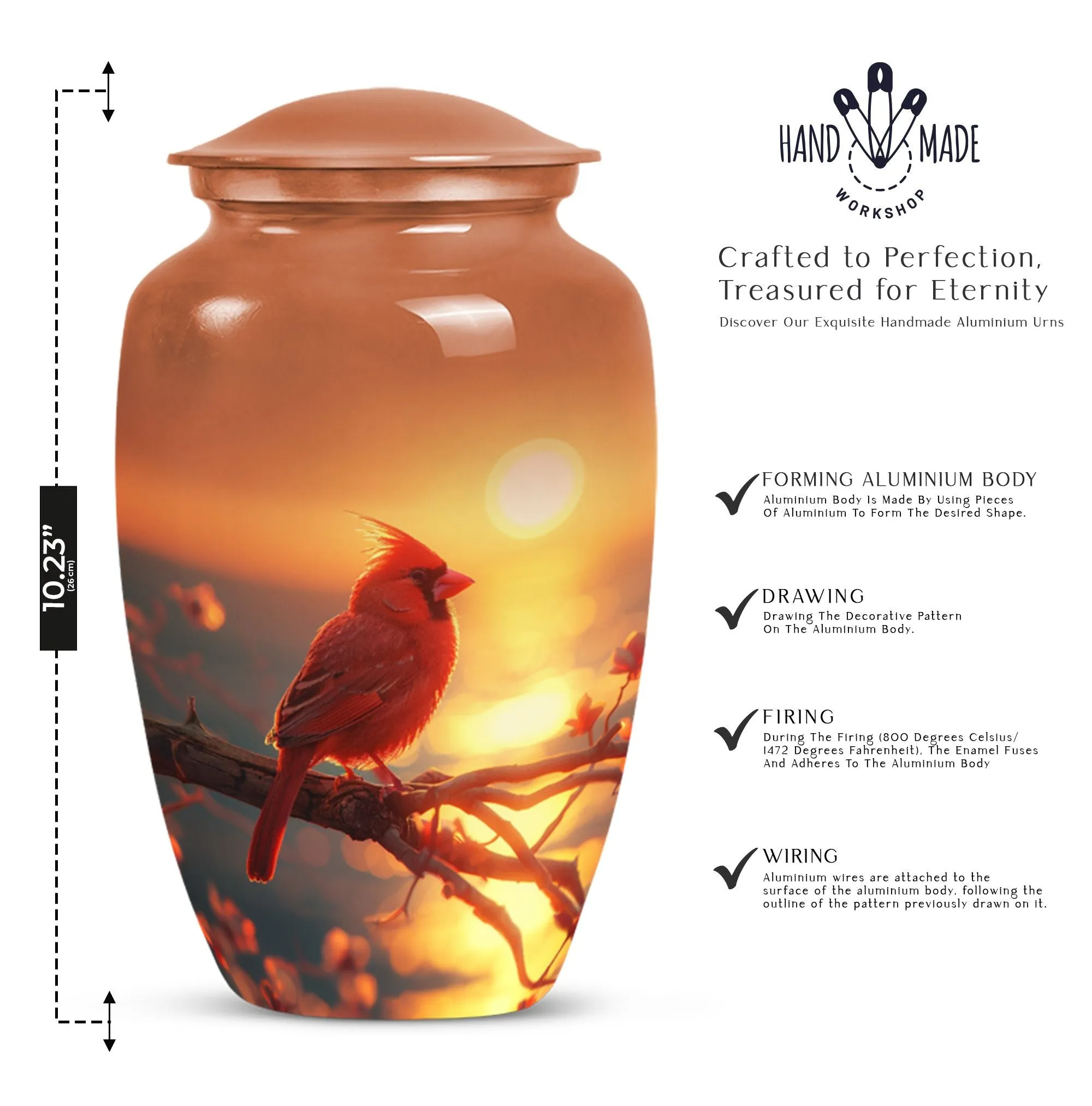 Cardinal Bird Cremation Urn Memorial Ashes