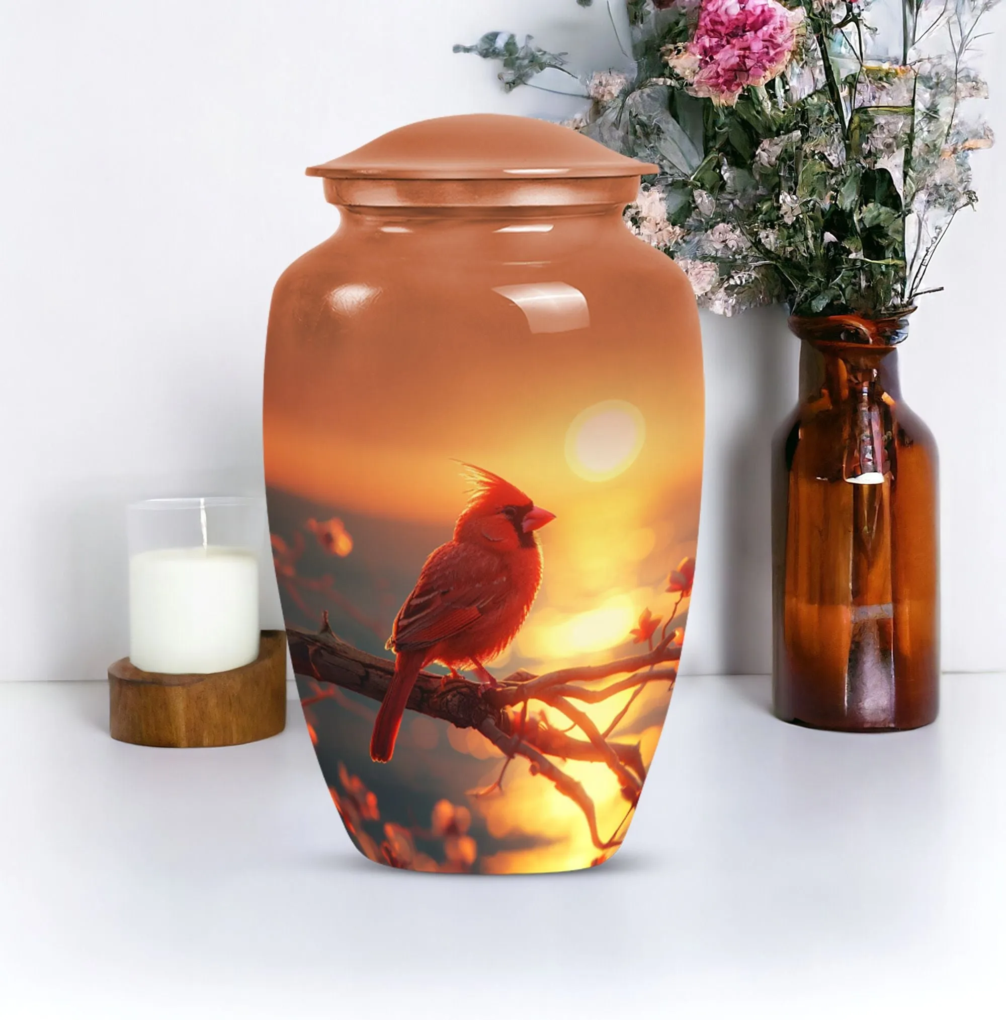 Cardinal Bird Cremation Urn Memorial Ashes