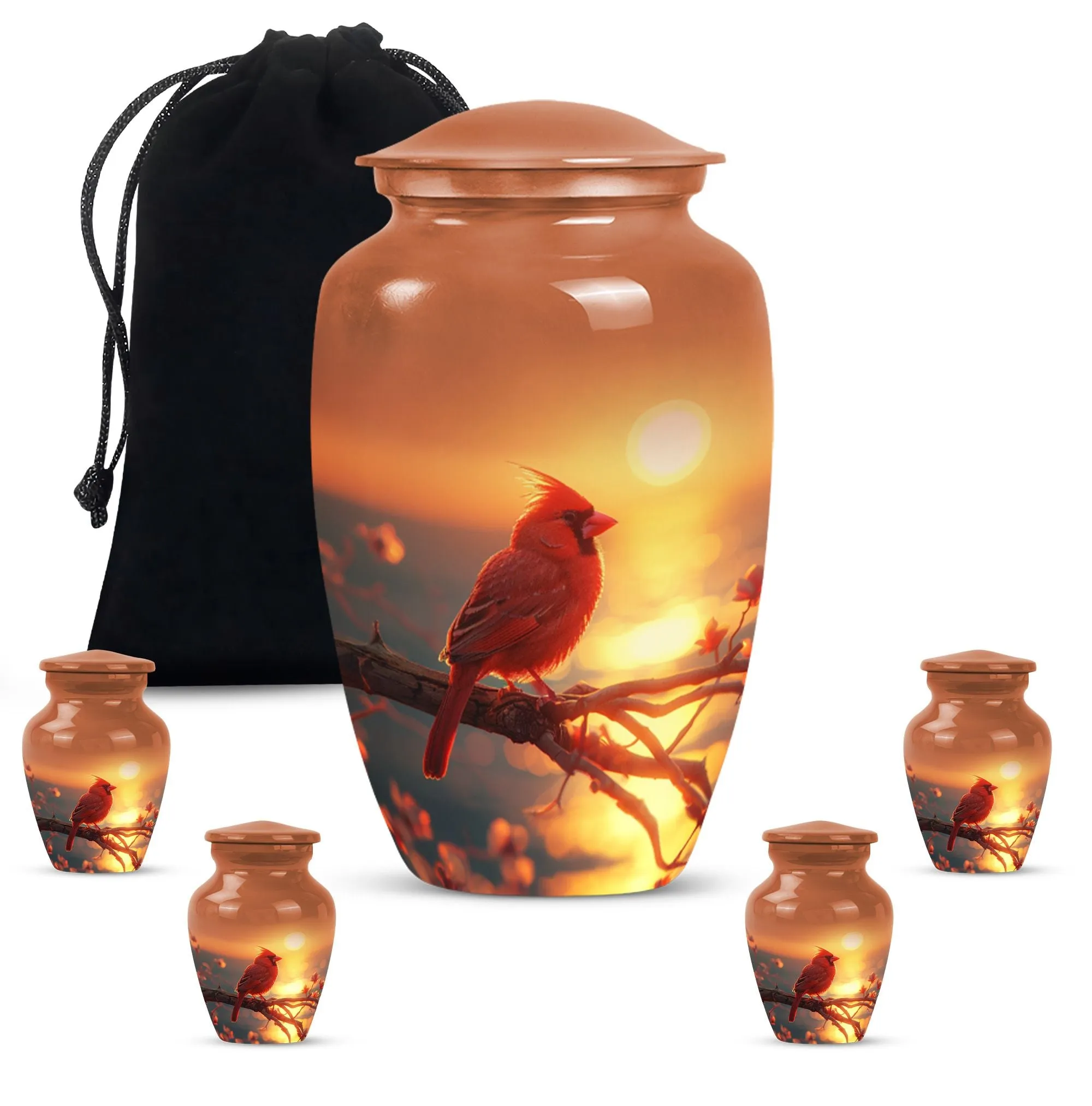 Cardinal Bird Cremation Urn Memorial Ashes