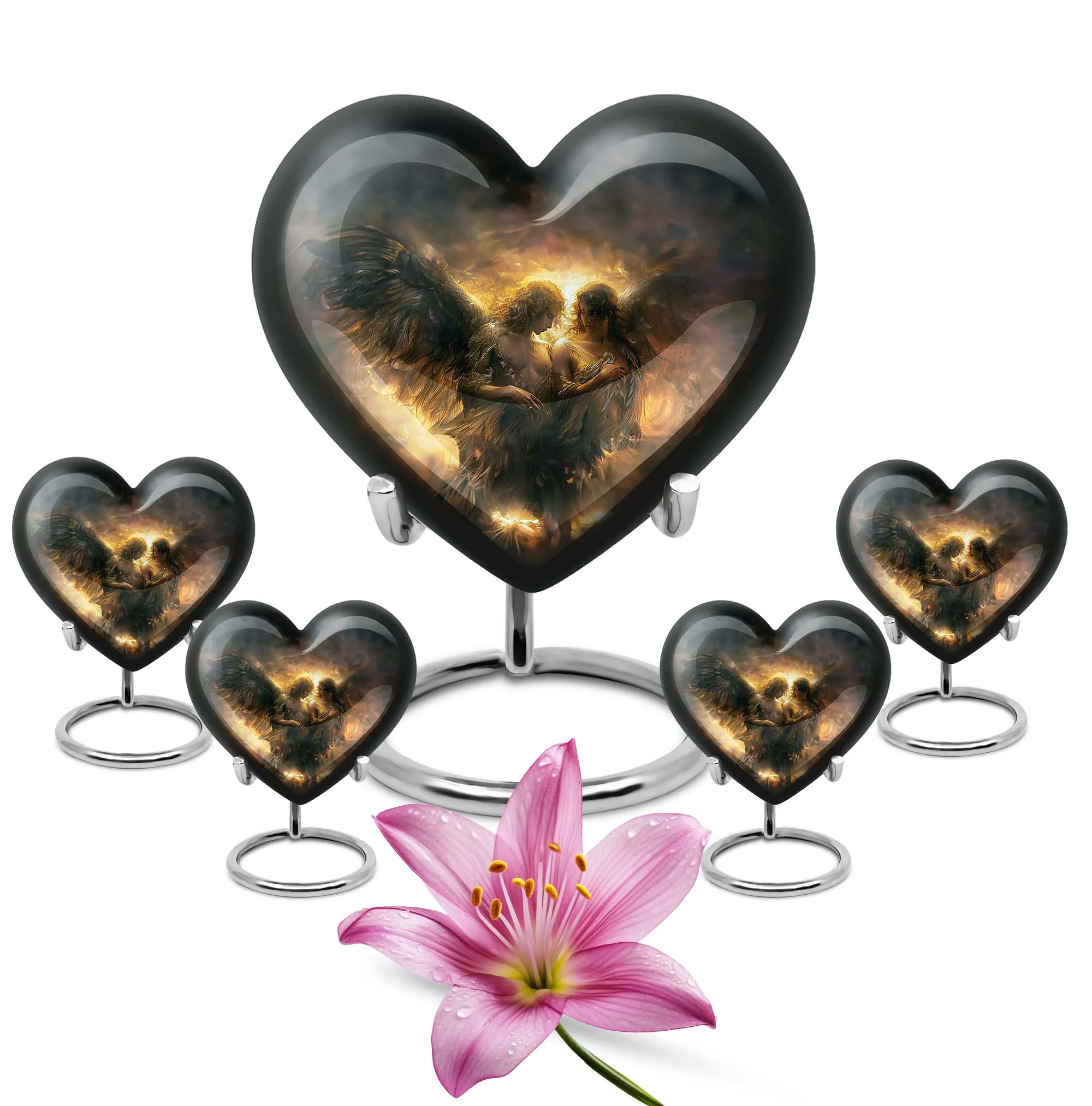 Catholic Burial Memorial Heart Urn for A Devout Departed Journey
