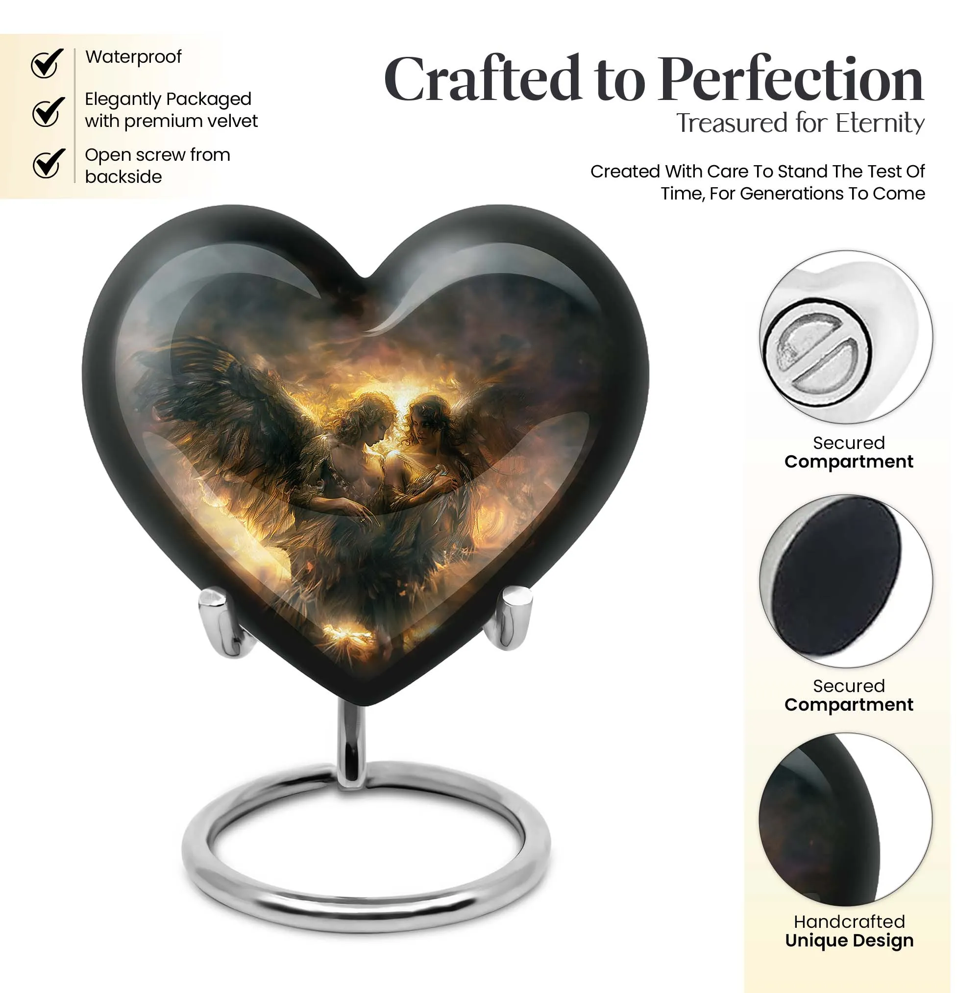 Catholic Burial Memorial Heart Urn for A Devout Departed Journey