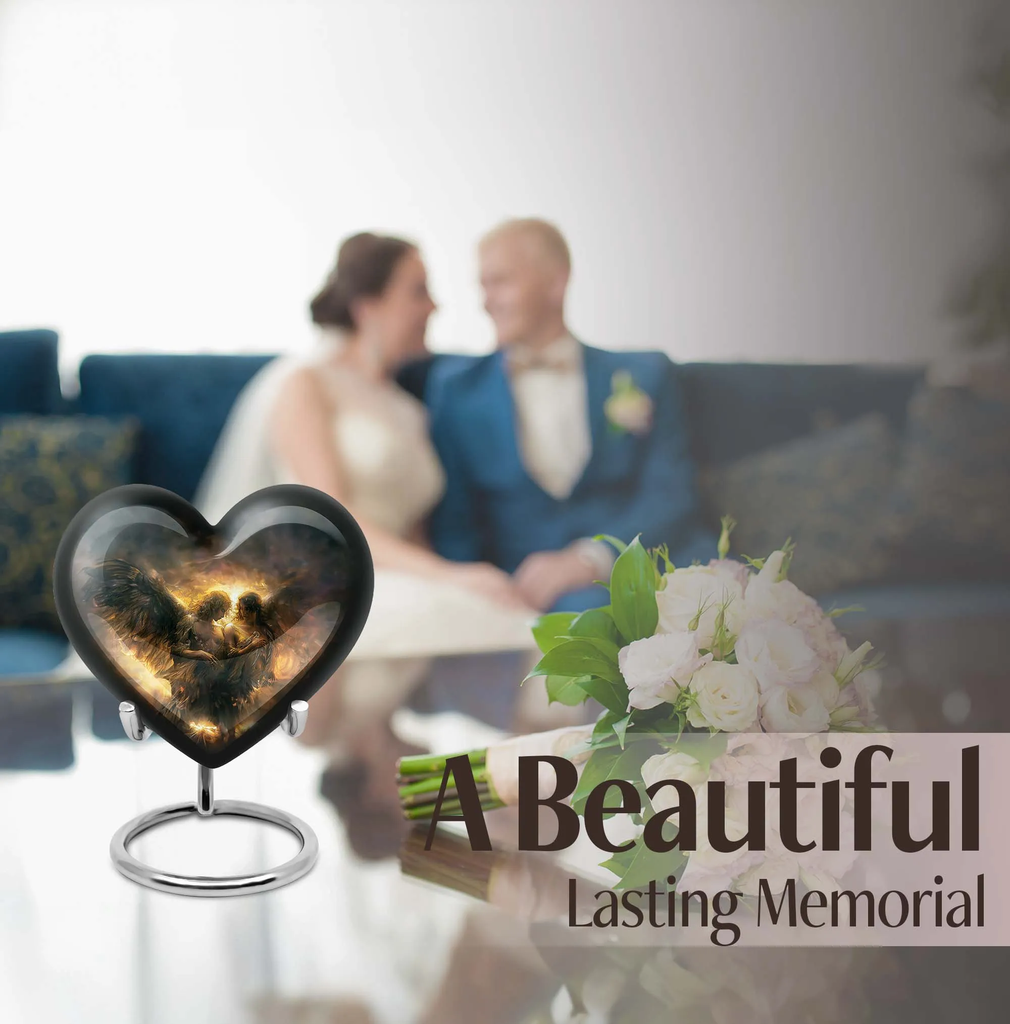 Catholic Burial Memorial Heart Urn for A Devout Departed Journey