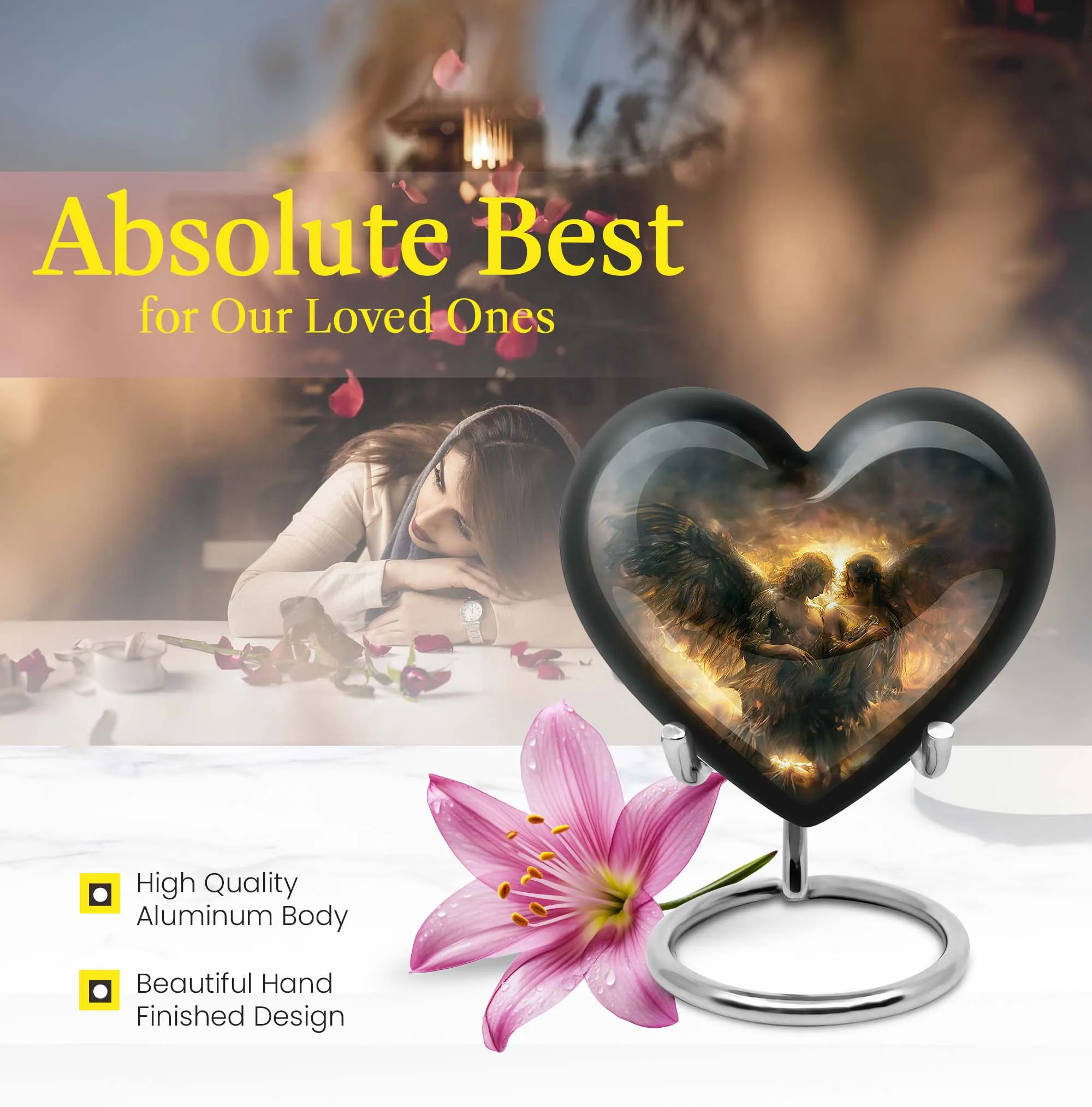 Catholic Burial Memorial Heart Urn for A Devout Departed Journey