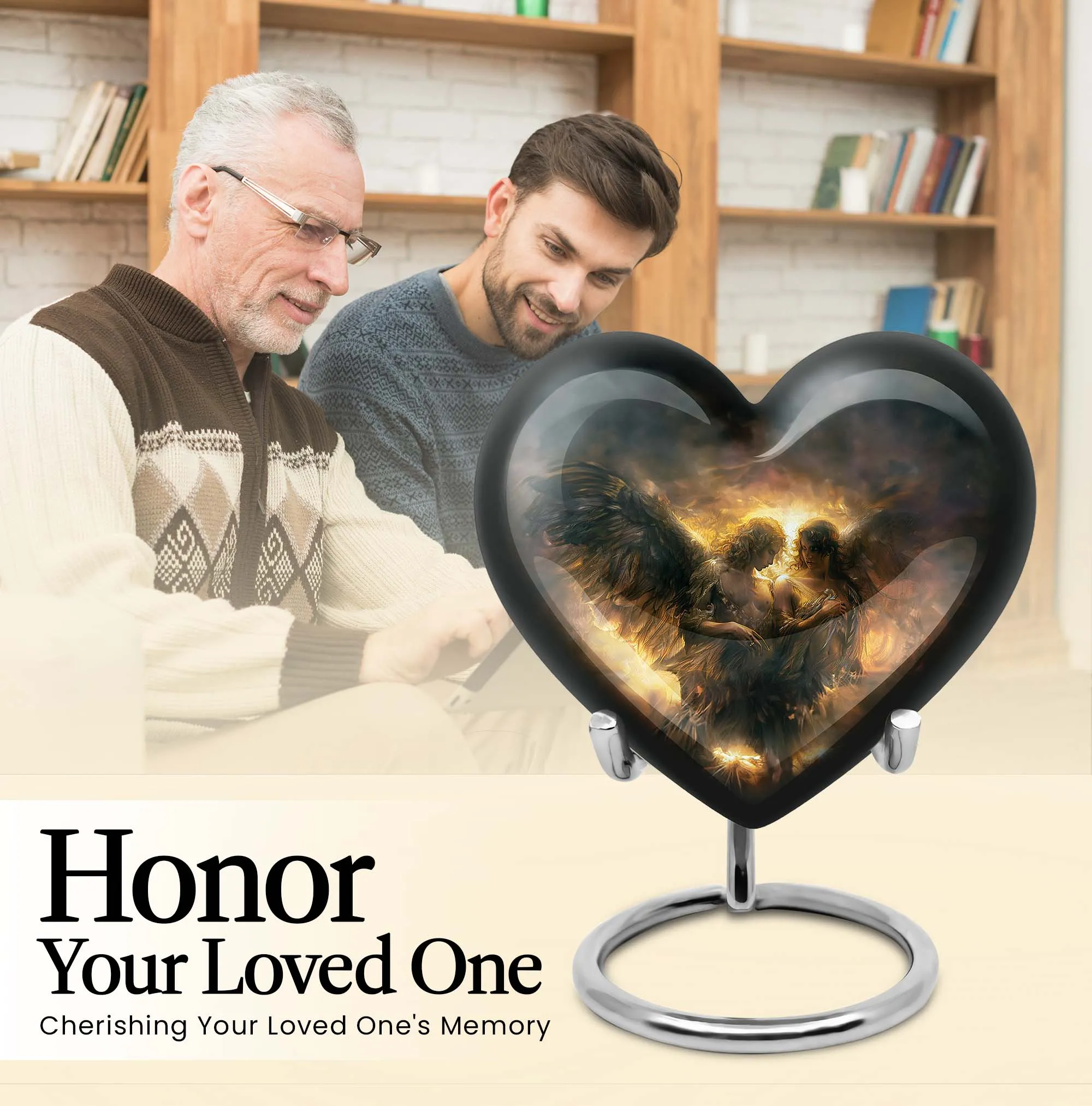 Catholic Burial Memorial Heart Urn for A Devout Departed Journey