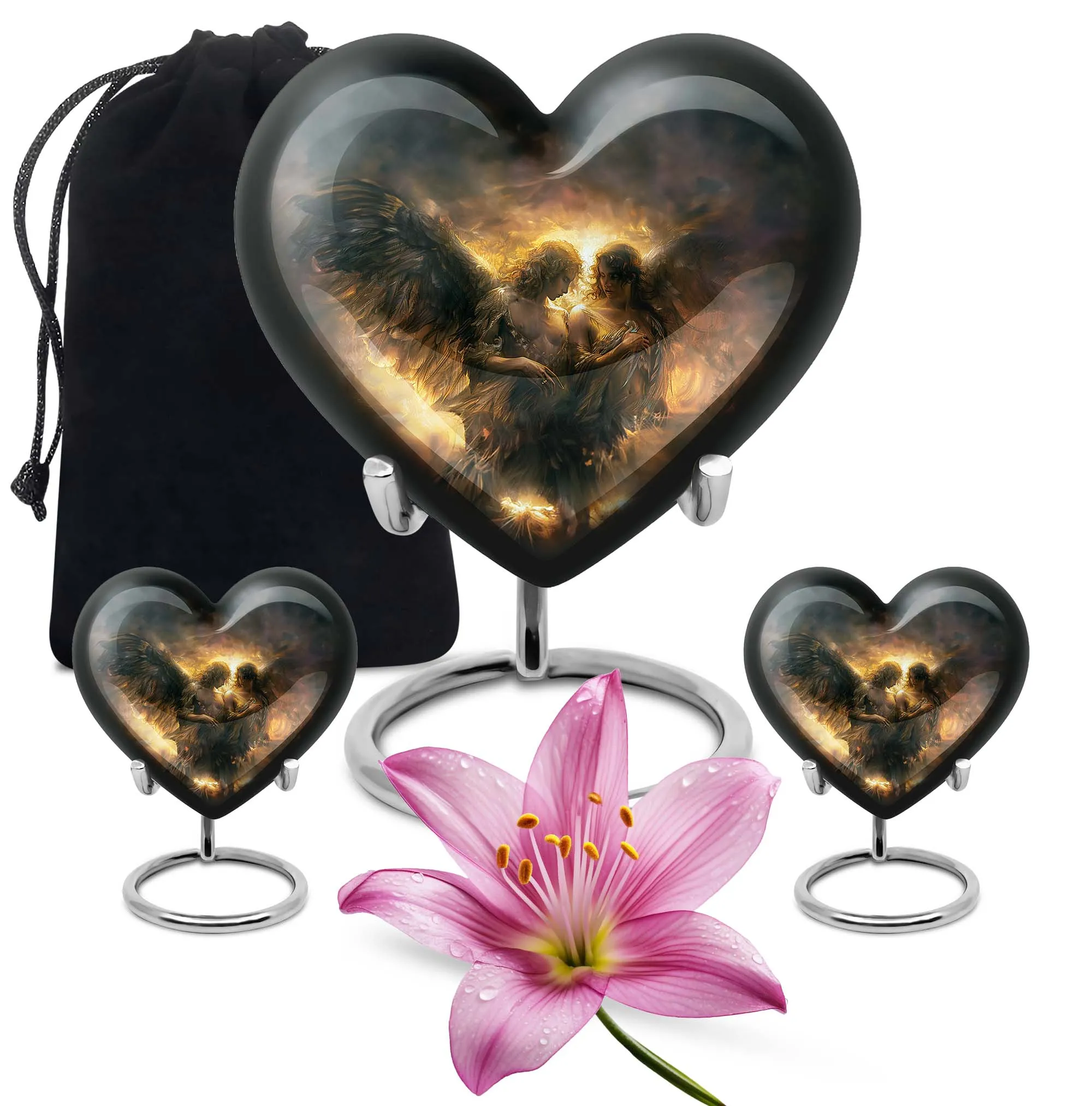 Catholic Burial Memorial Heart Urn for A Devout Departed Journey