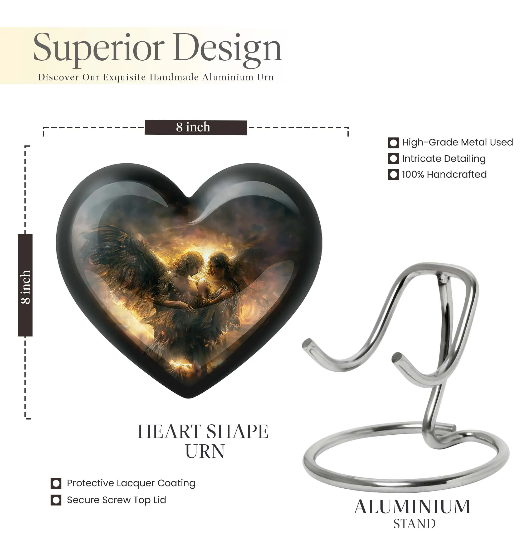 Catholic Burial Memorial Heart Urn for A Devout Departed Journey