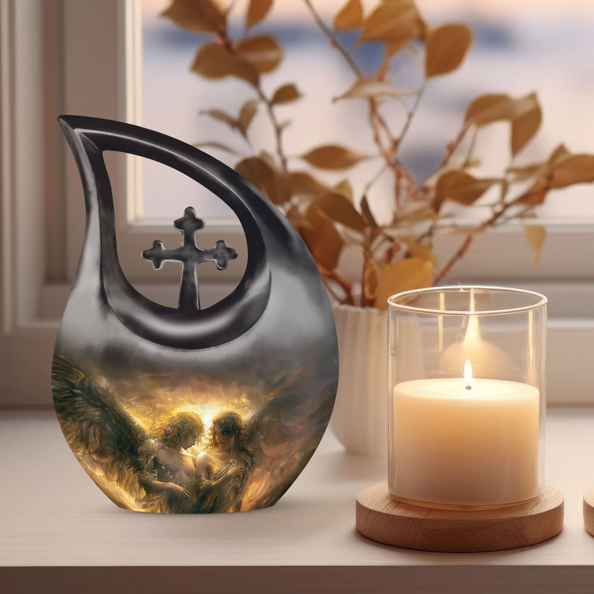 Catholic Memorial Urn :  Container For Cremated Adult Human Ashes