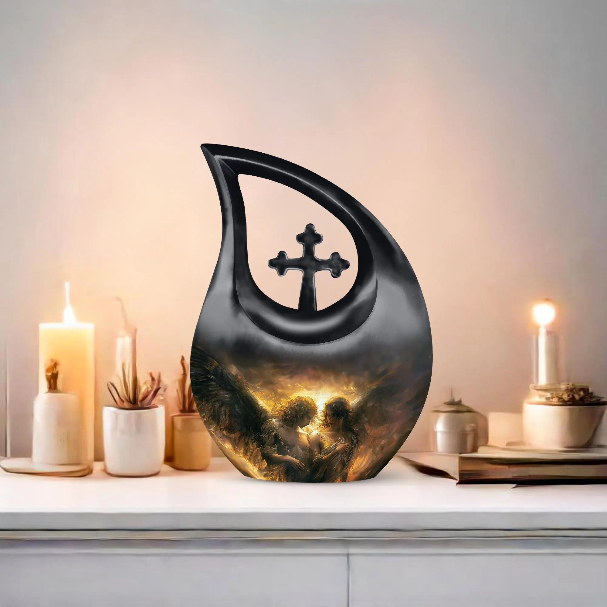 Catholic Memorial Urn :  Container For Cremated Adult Human Ashes